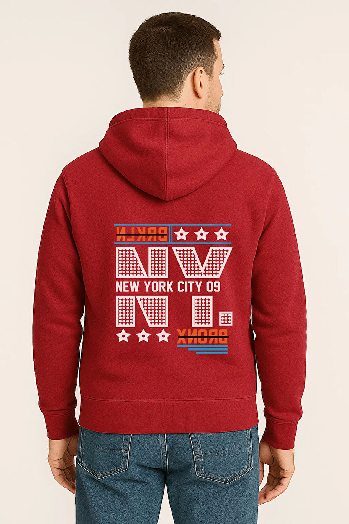 NYC Bronx Baskılı Oversize Hoodie – Unisex Kapüşonlu Sweatshirt