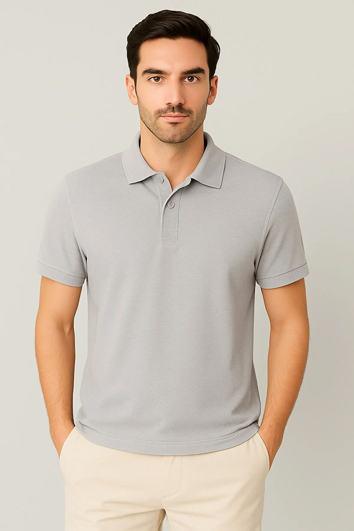 Regular Fit %100 Pamuk Polo Yaka Yarım Kollu Basic T-Shirt