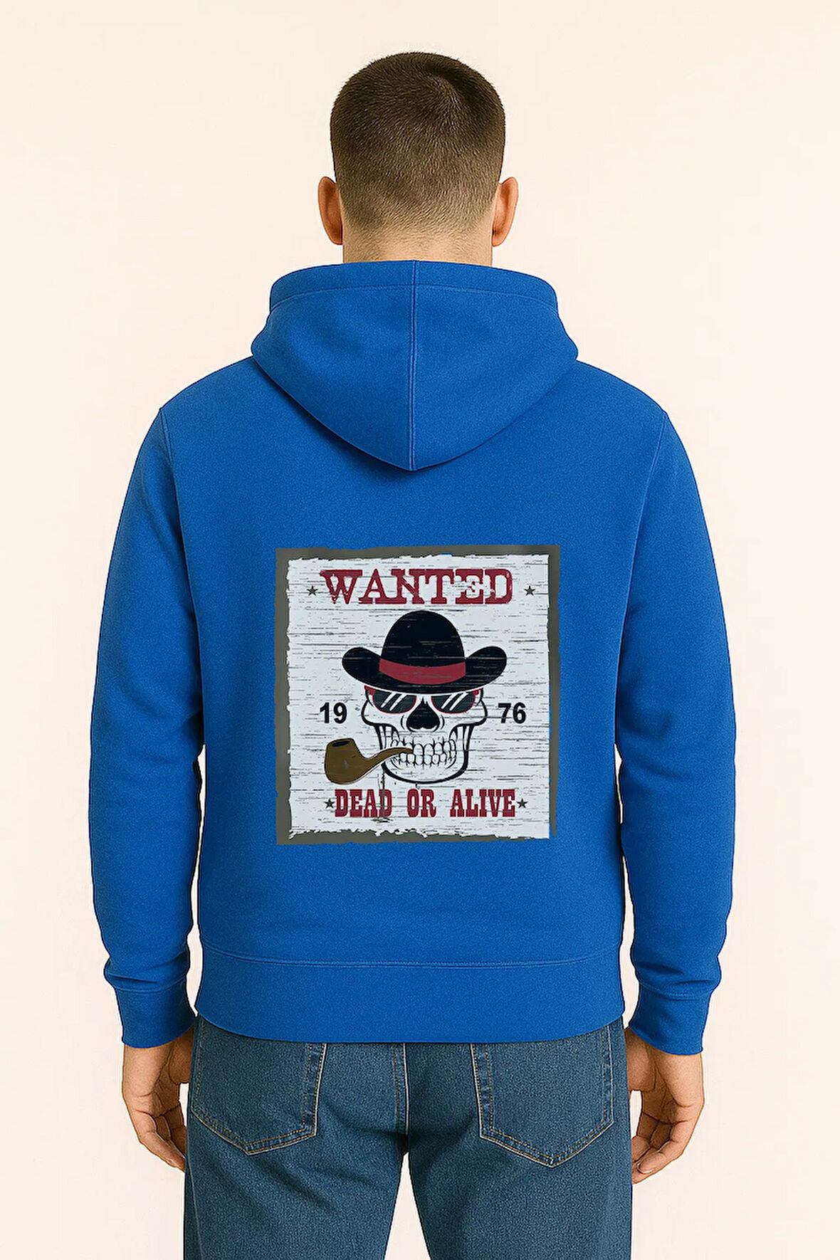 Wanted Dead or Alive Baskılı Oversize Hoodie – Retro Kovboy Tarzı Unisex Kapüşonlu Sweatshirt