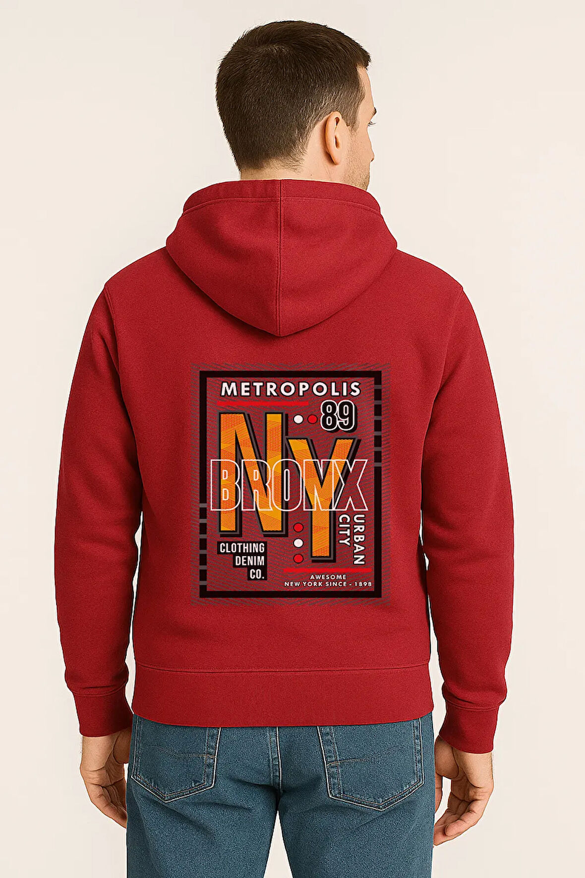 NY Bronx Metropolis Baskılı Oversize Hoodie – Unisex Urban Kapüşonlu Sweatshirt