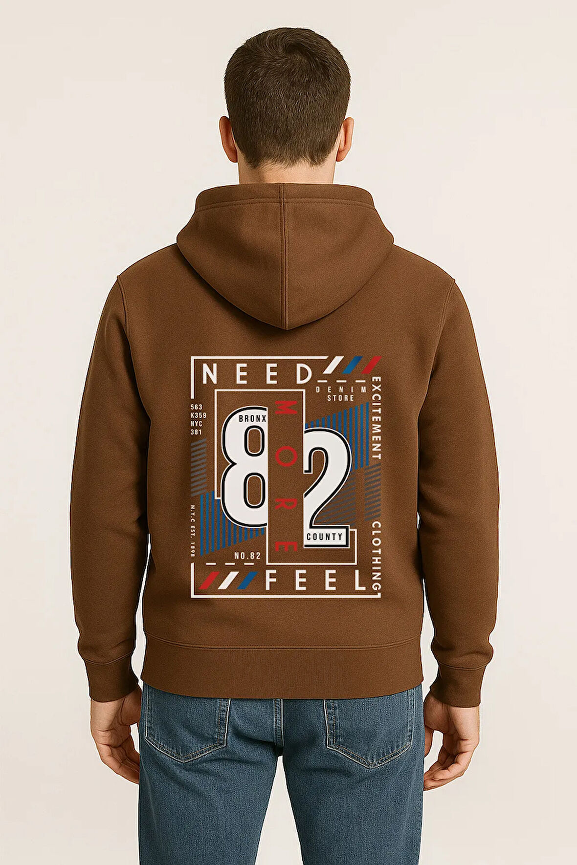Need More Feel 82 Bronx Baskılı Oversize Hoodie – Unisex Kapüşonlu Sweatshirt