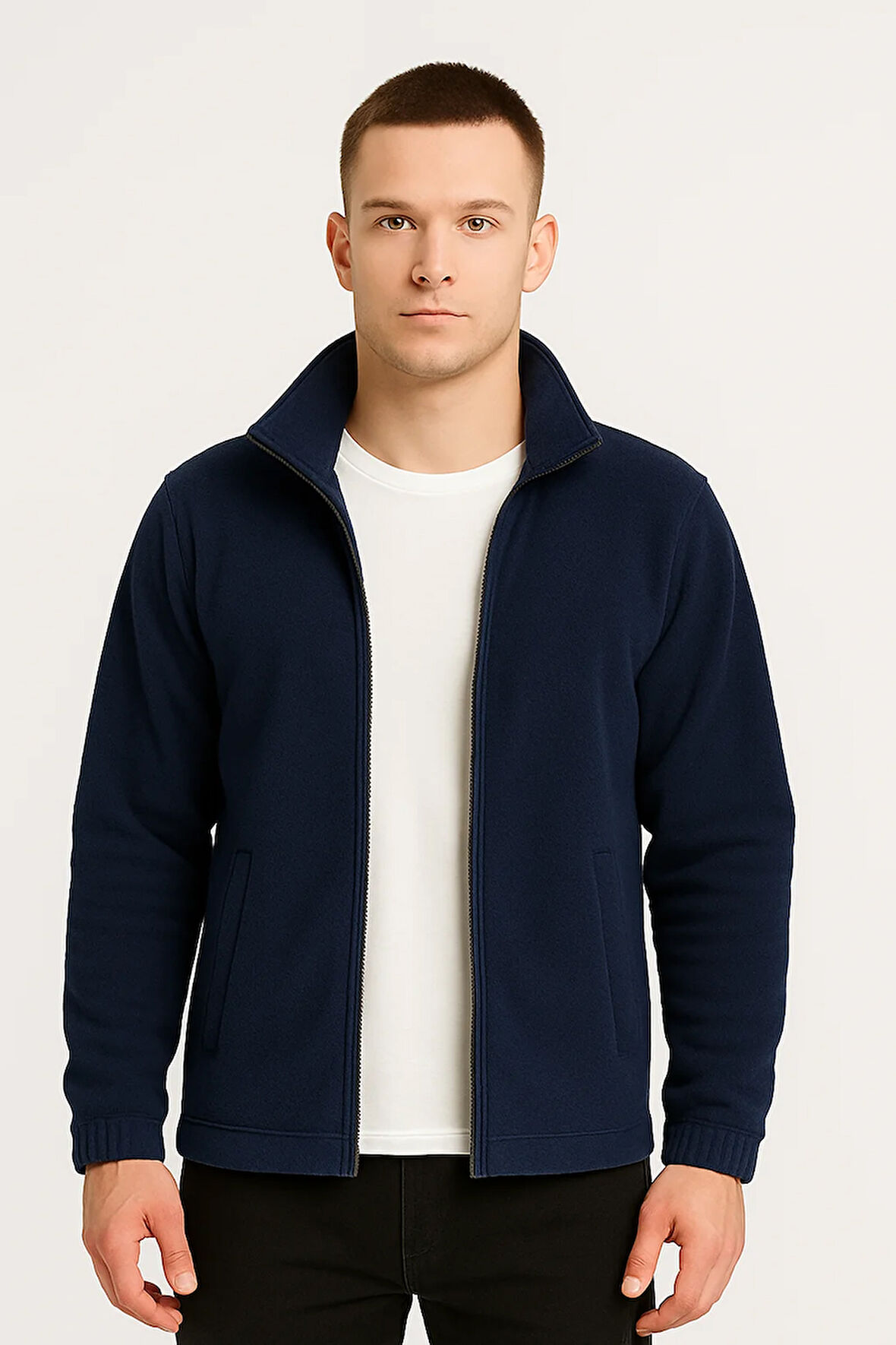 Erkek - Kadın Kalın Kışlık Tam Fermuarlı Regular Fit Polar Ceket