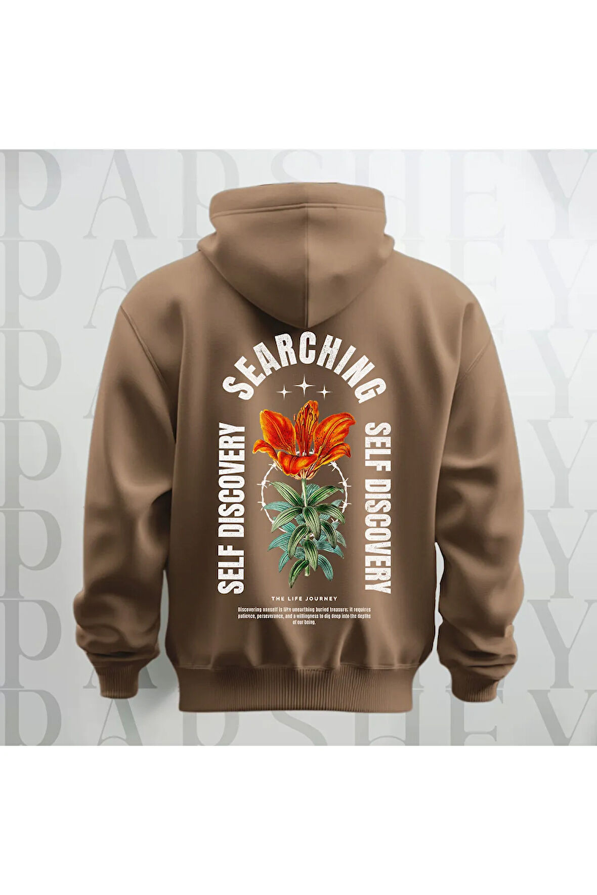 Self Discovery Baskılı Kapüşonlu Oversize Sweatshirt Hoodie Kalın Kumaş 3 İplik Şardonlu