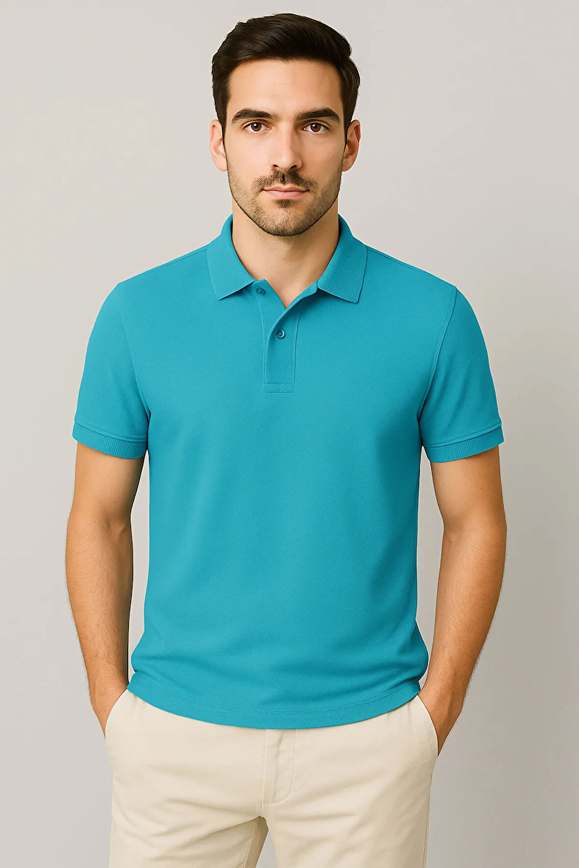 Regular Fit %100 Pamuk Polo Yaka Yarım Kollu Basic T-Shirt