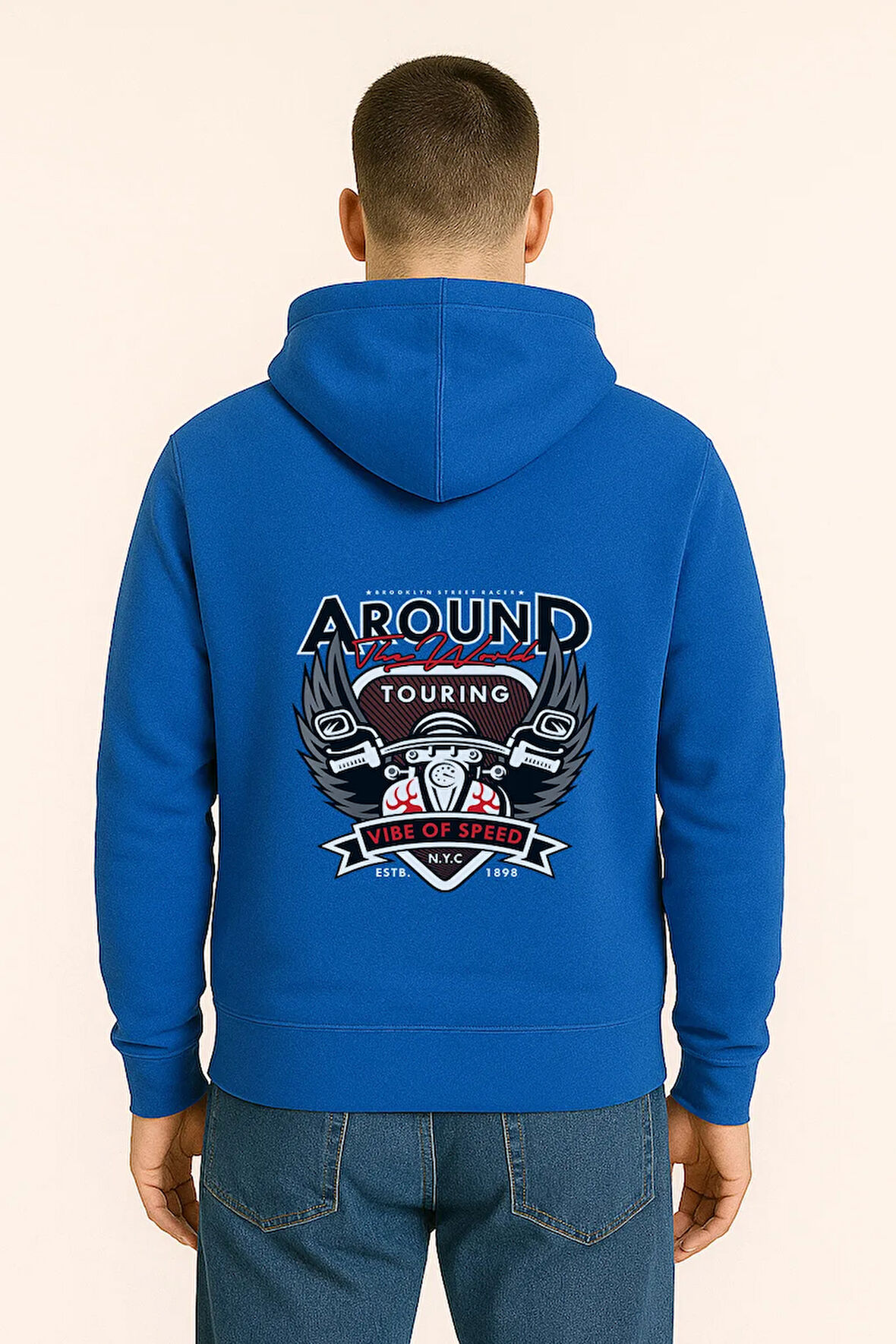 Around The World Touring Baskılı Oversize Hoodie – Vibe of Speed Unisex Kapüşonlu Sweatshirt