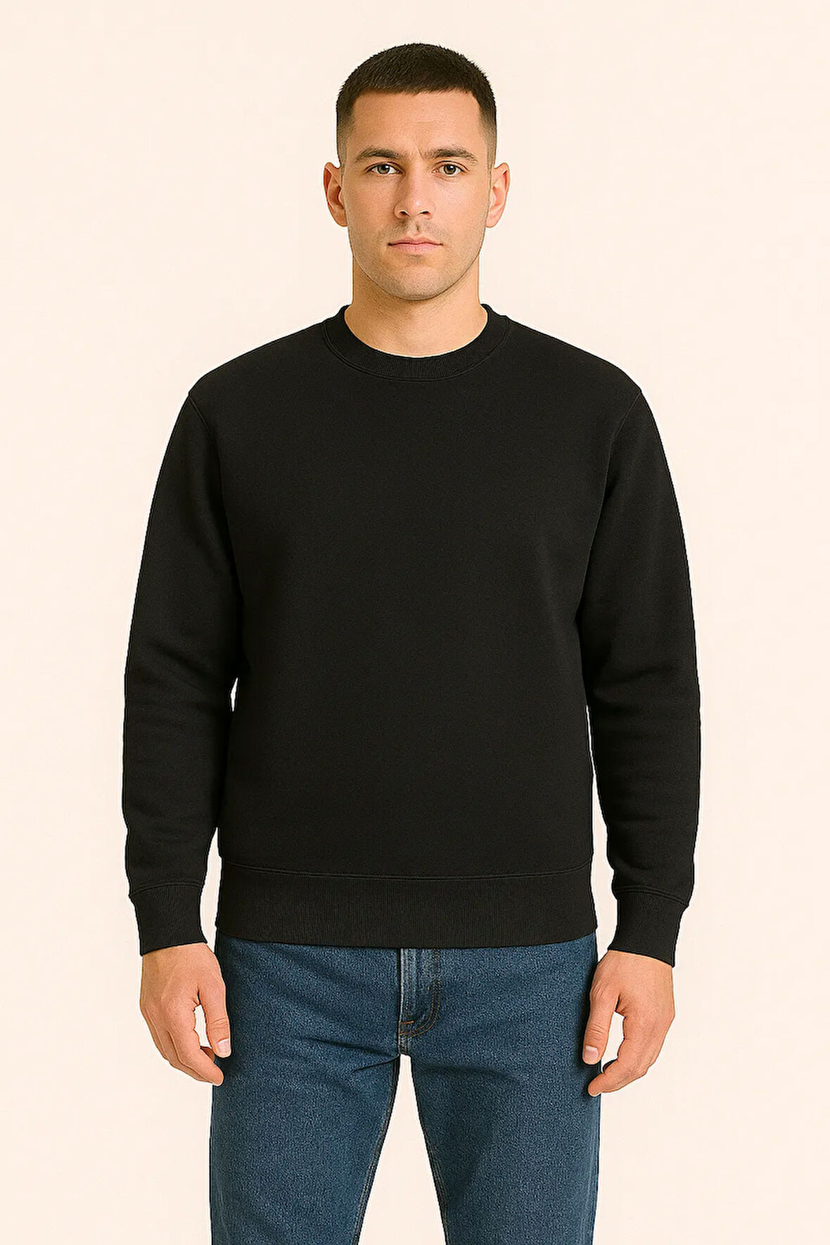 Kadın - Erkek Sweatshirt – Bisiklet Yaka Basic Uzun Kollu Rahat Fit