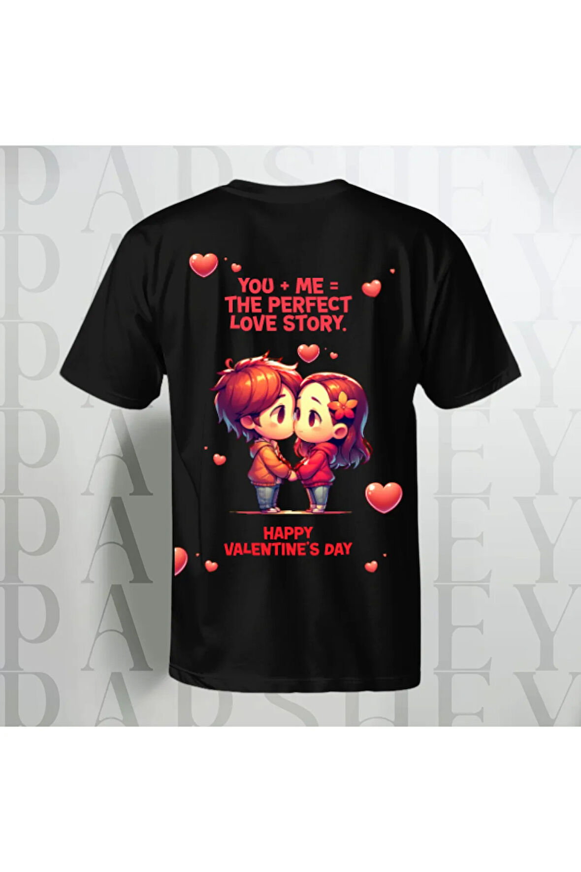 The Perfect Love Story Sırt Baskılı Unisex Bisiklet Yaka %100 Pamuk Oversize T-Shirt