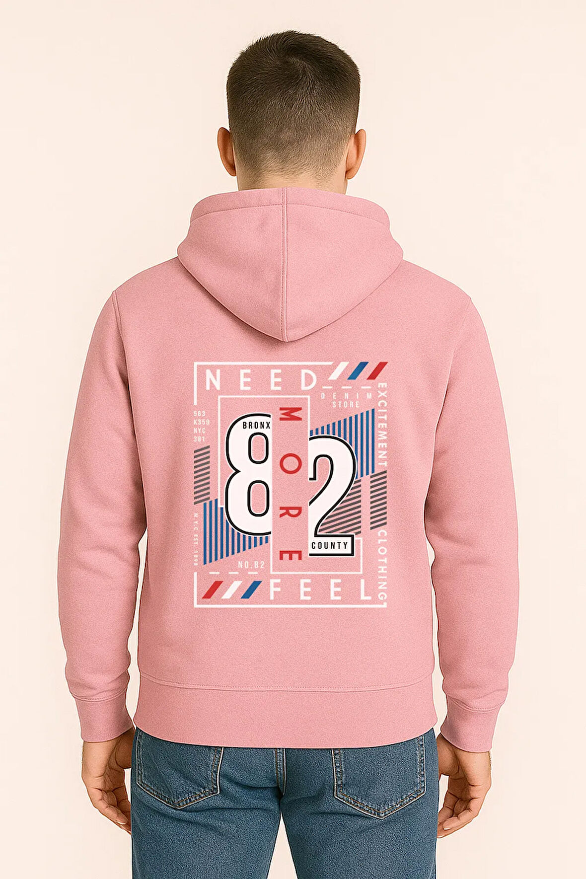 Need More Feel 82 Bronx Baskılı Oversize Hoodie – Unisex Kapüşonlu Sweatshirt