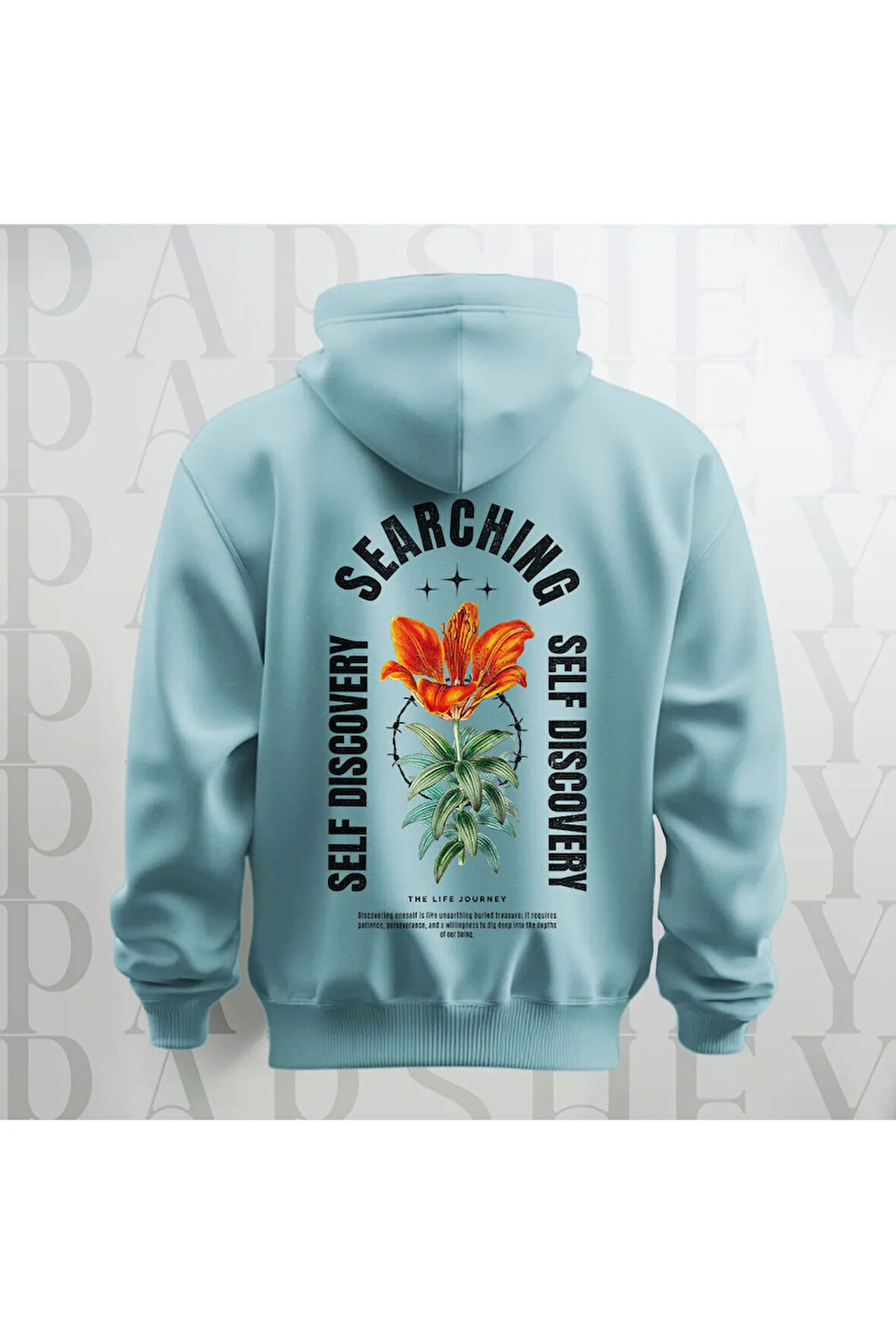 Self Discovery Baskılı Kapüşonlu Oversize Sweatshirt Hoodie Kalın Kumaş 3 İplik Şardonlu