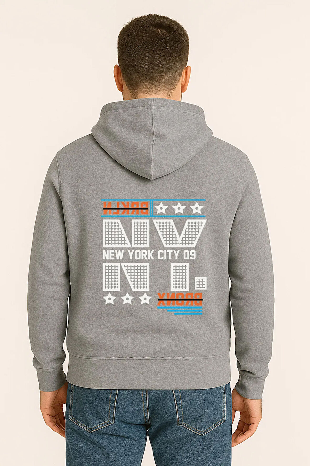 NYC Bronx Baskılı Oversize Hoodie – Unisex Kapüşonlu Sweatshirt