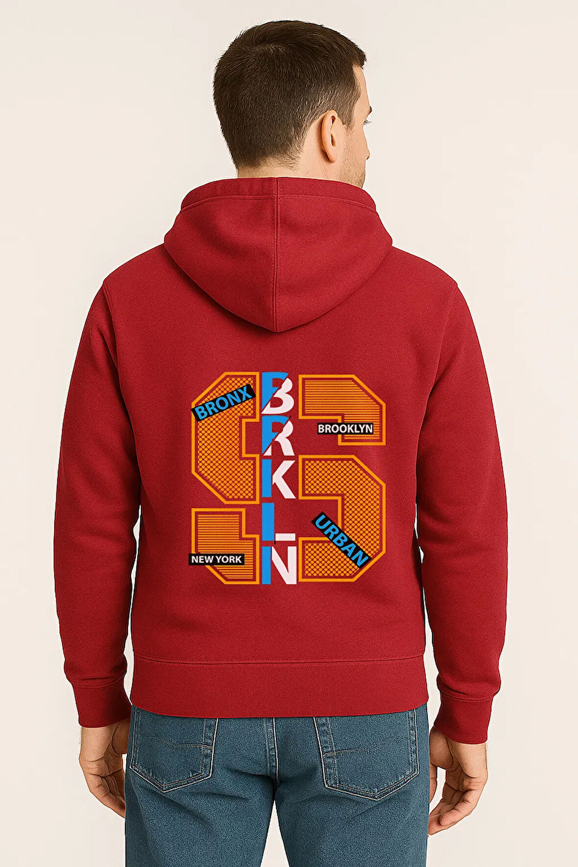 BRKLN Urban Baskılı Oversize Hoodie – Unisex Brooklyn Tasarım Kapüşonlu Sweatshirt
