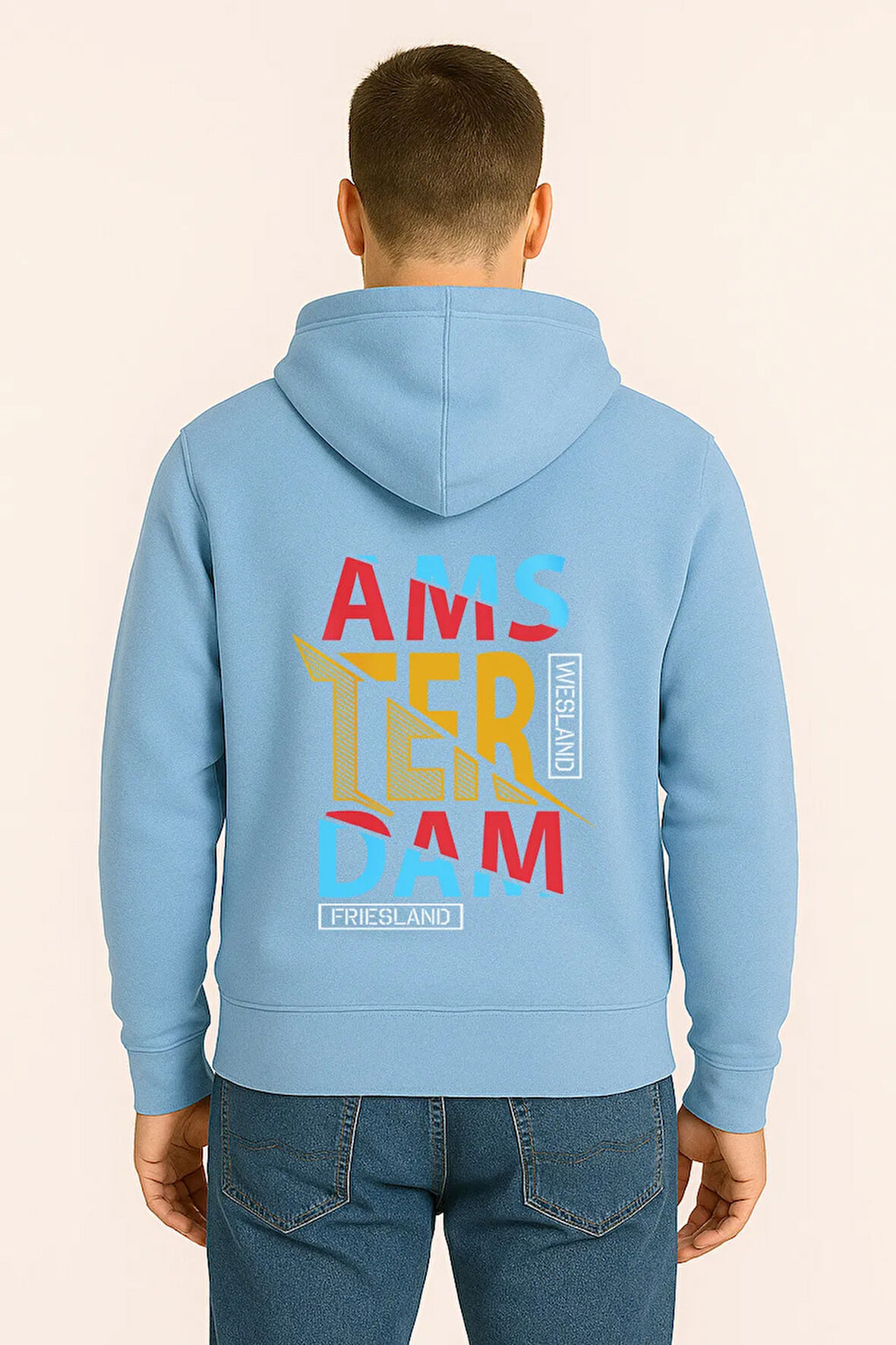 Amsterdam Renkli Baskılı Oversize Hoodie – Unisex Sokak Modası Kapüşonlu Sweatshirt