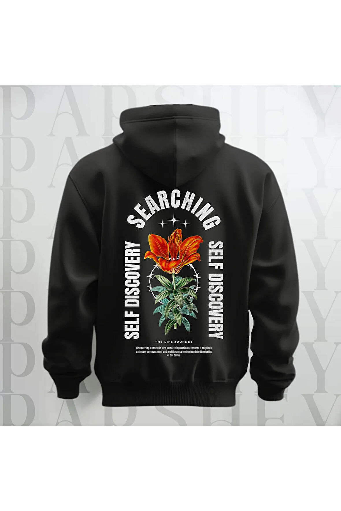 Self Discovery Baskılı Kapüşonlu Oversize Sweatshirt Hoodie Kalın Kumaş 3 İplik Şardonlu
