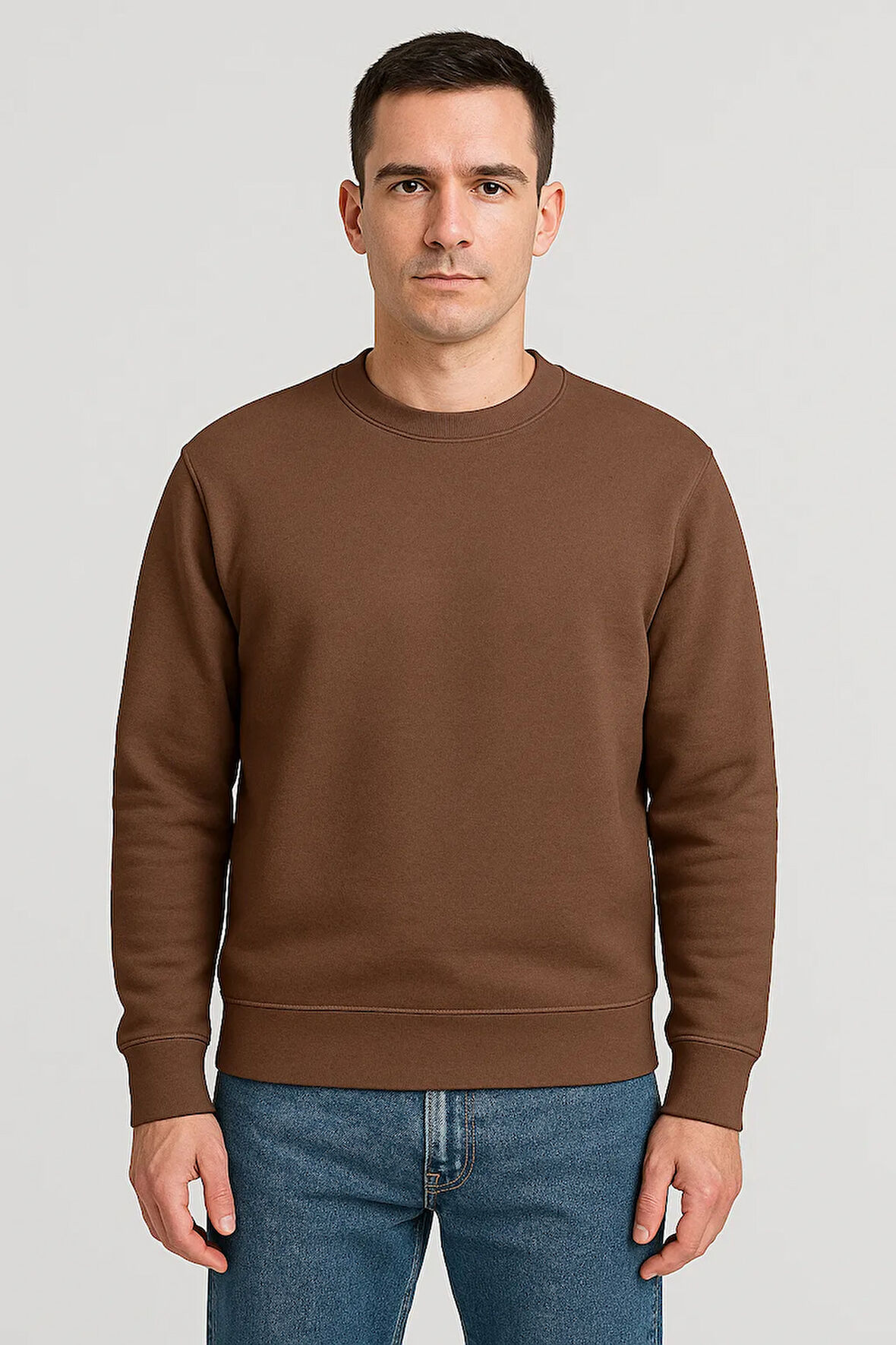 Kadın - Erkek Sweatshirt – Bisiklet Yaka Basic Uzun Kollu Rahat Fit