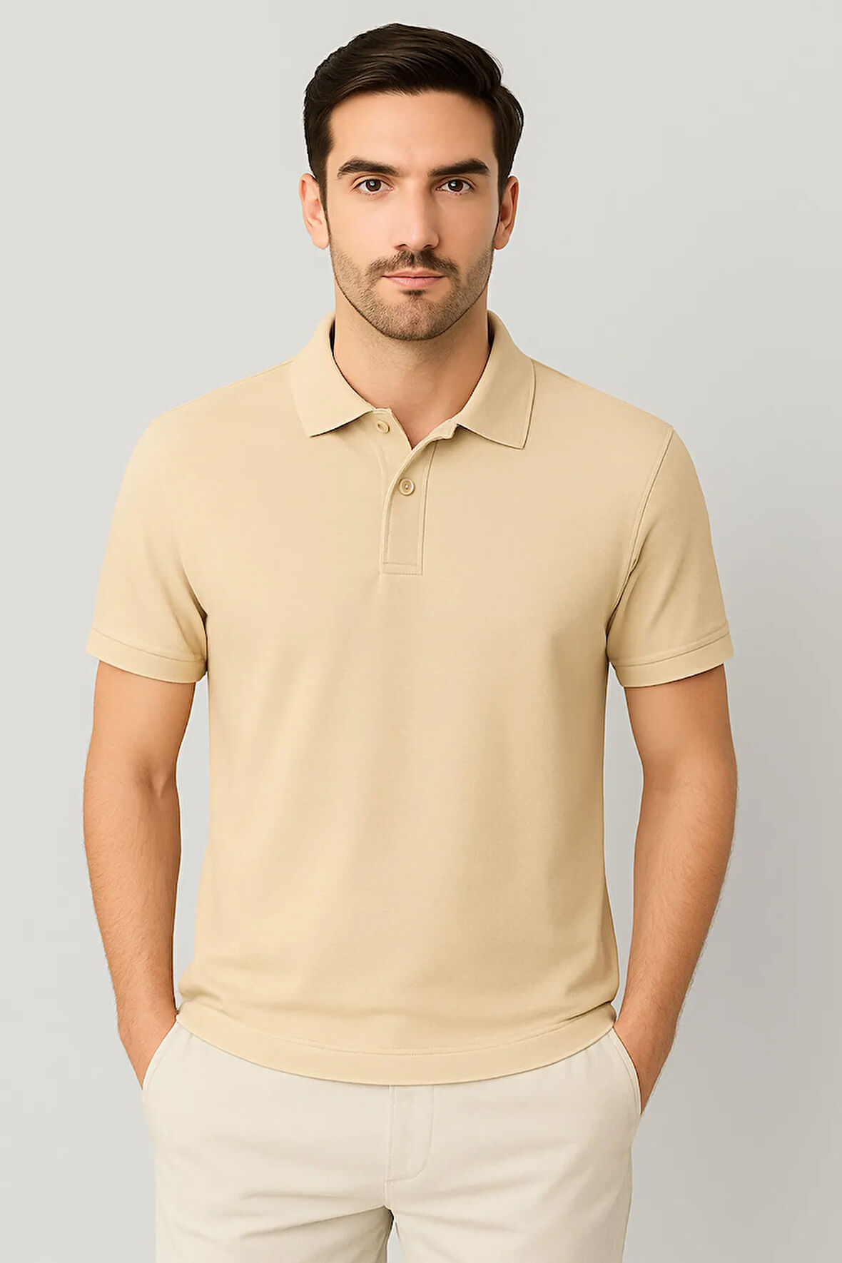 Regular Fit %100 Pamuk Polo Yaka Yarım Kollu Basic T-Shirt