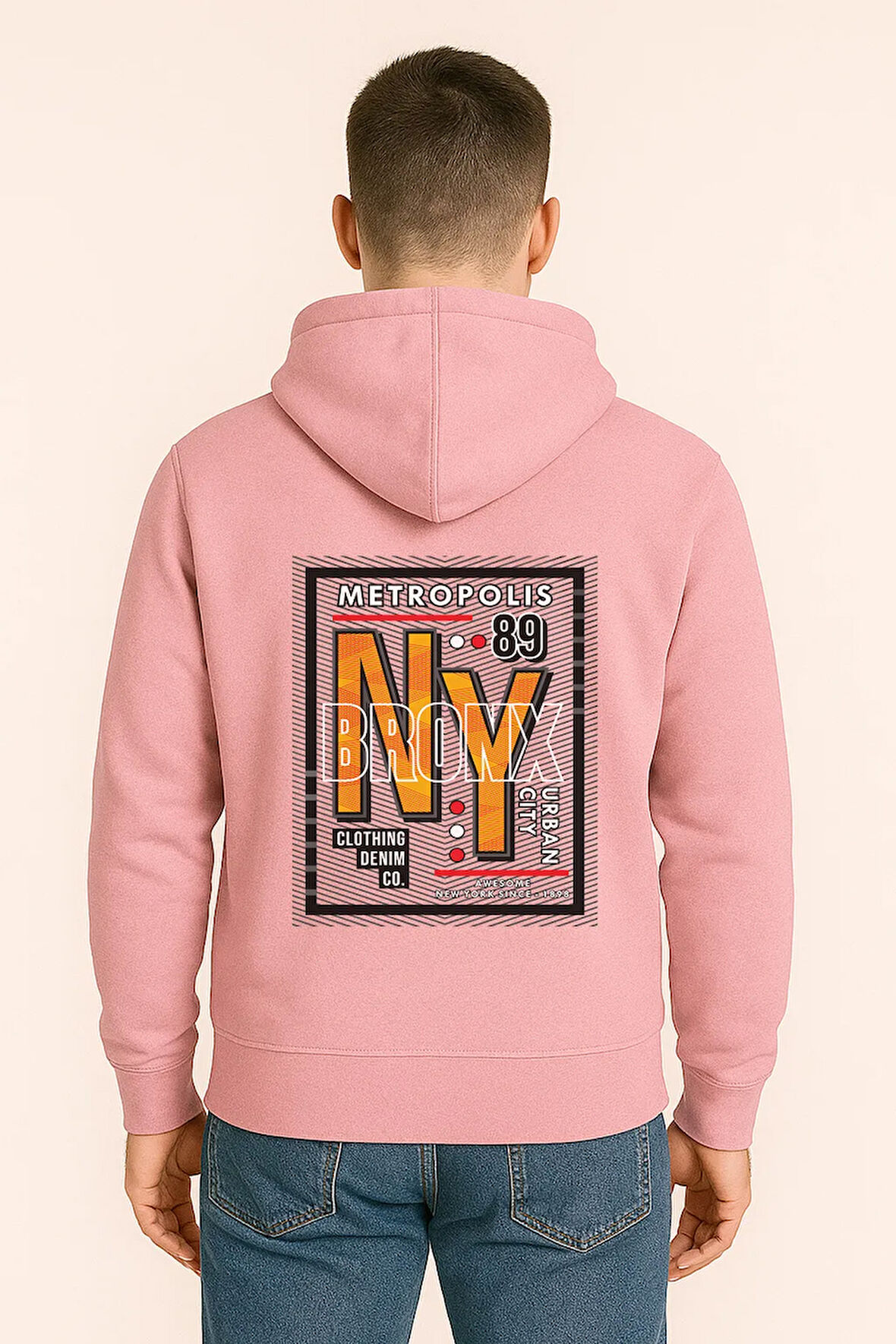 NY Bronx Metropolis Baskılı Oversize Hoodie – Unisex Urban Kapüşonlu Sweatshirt