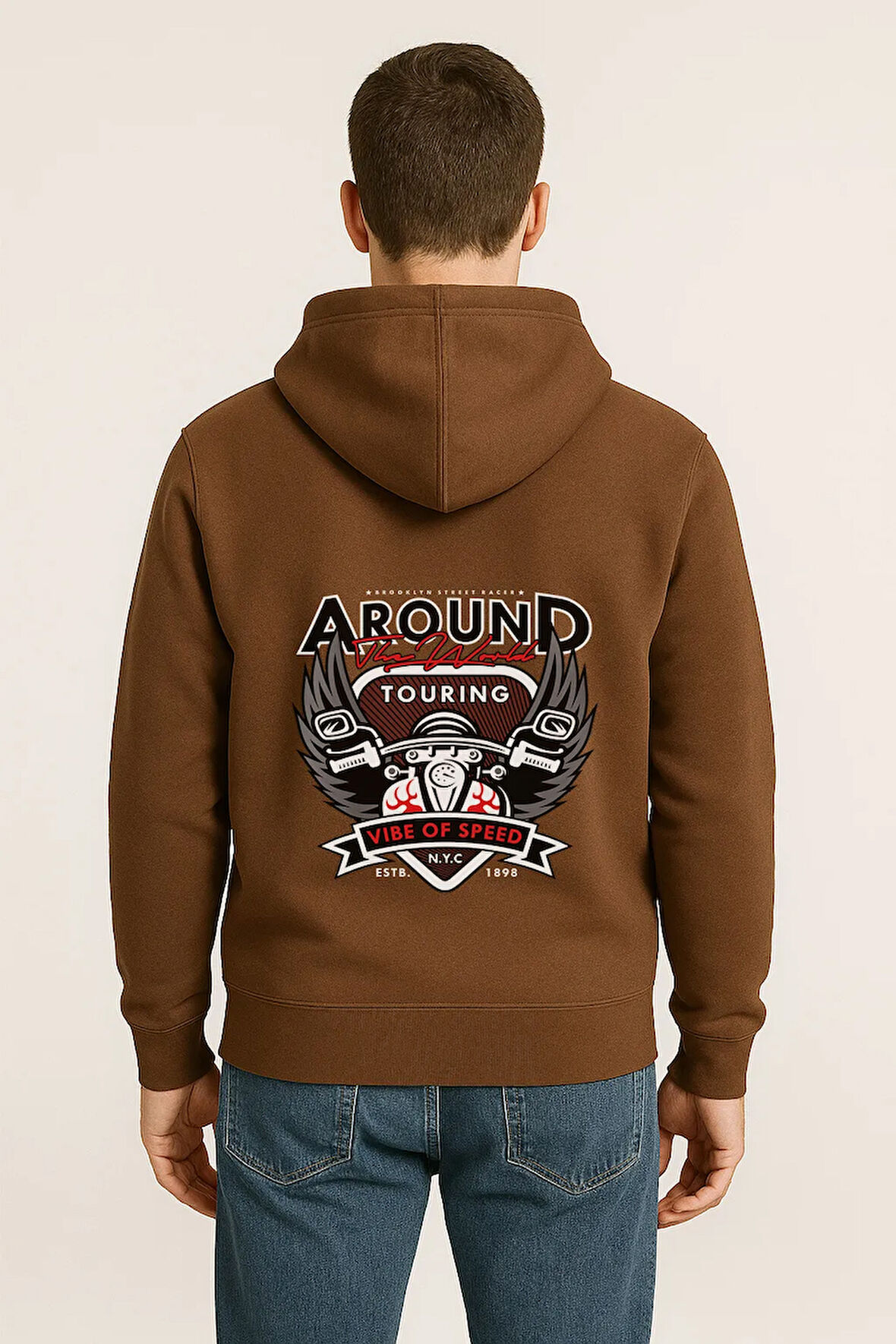 Around The World Touring Baskılı Oversize Hoodie – Vibe of Speed Unisex Kapüşonlu Sweatshirt