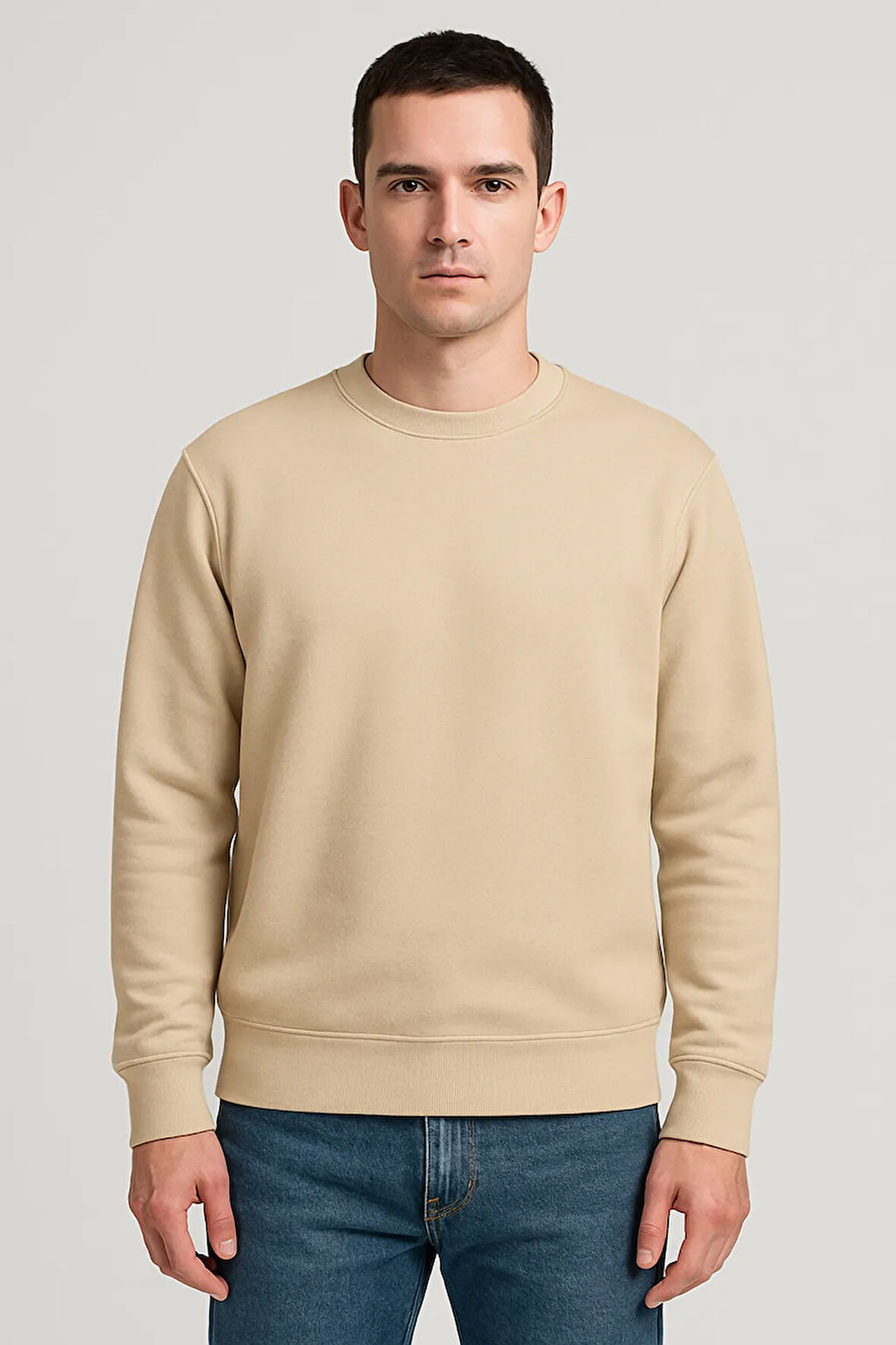 Kadın - Erkek Sweatshirt – Bisiklet Yaka Basic Uzun Kollu Rahat Fit