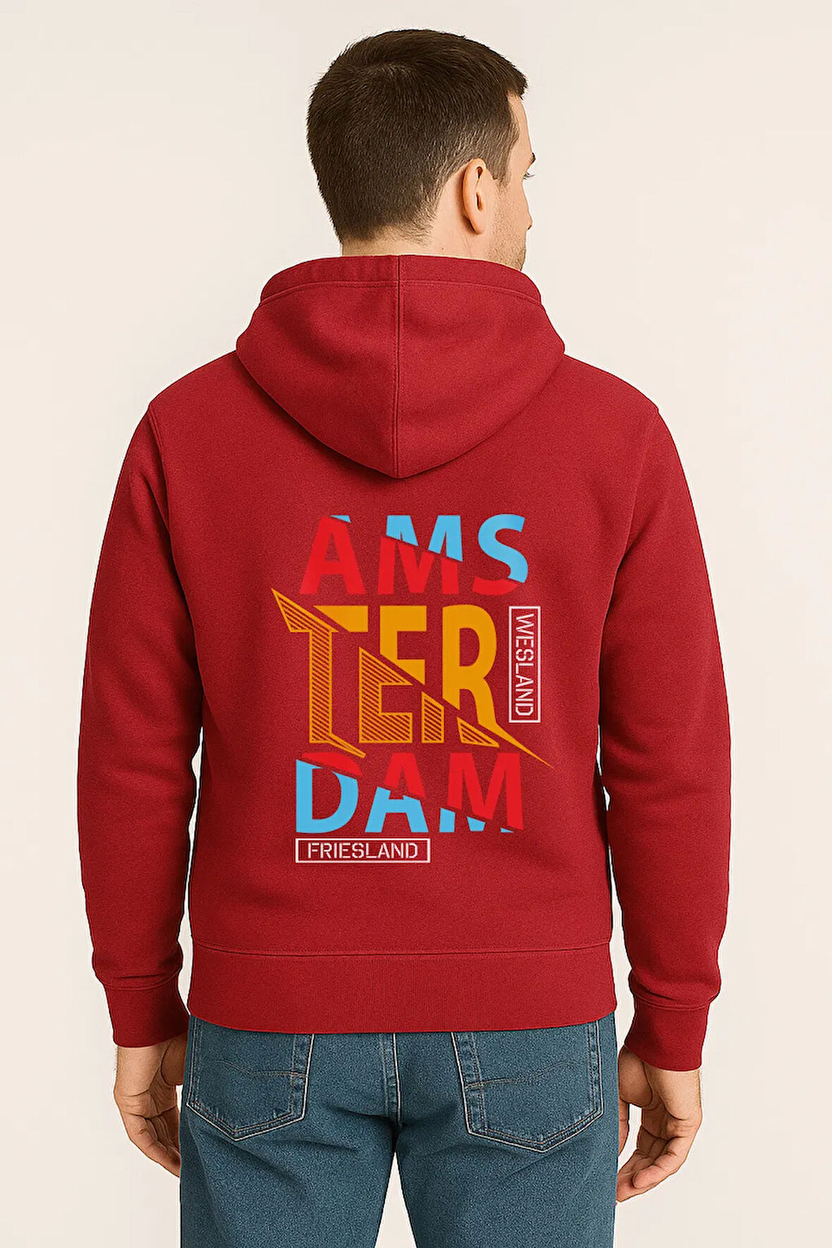 Amsterdam Renkli Baskılı Oversize Hoodie – Unisex Sokak Modası Kapüşonlu Sweatshirt