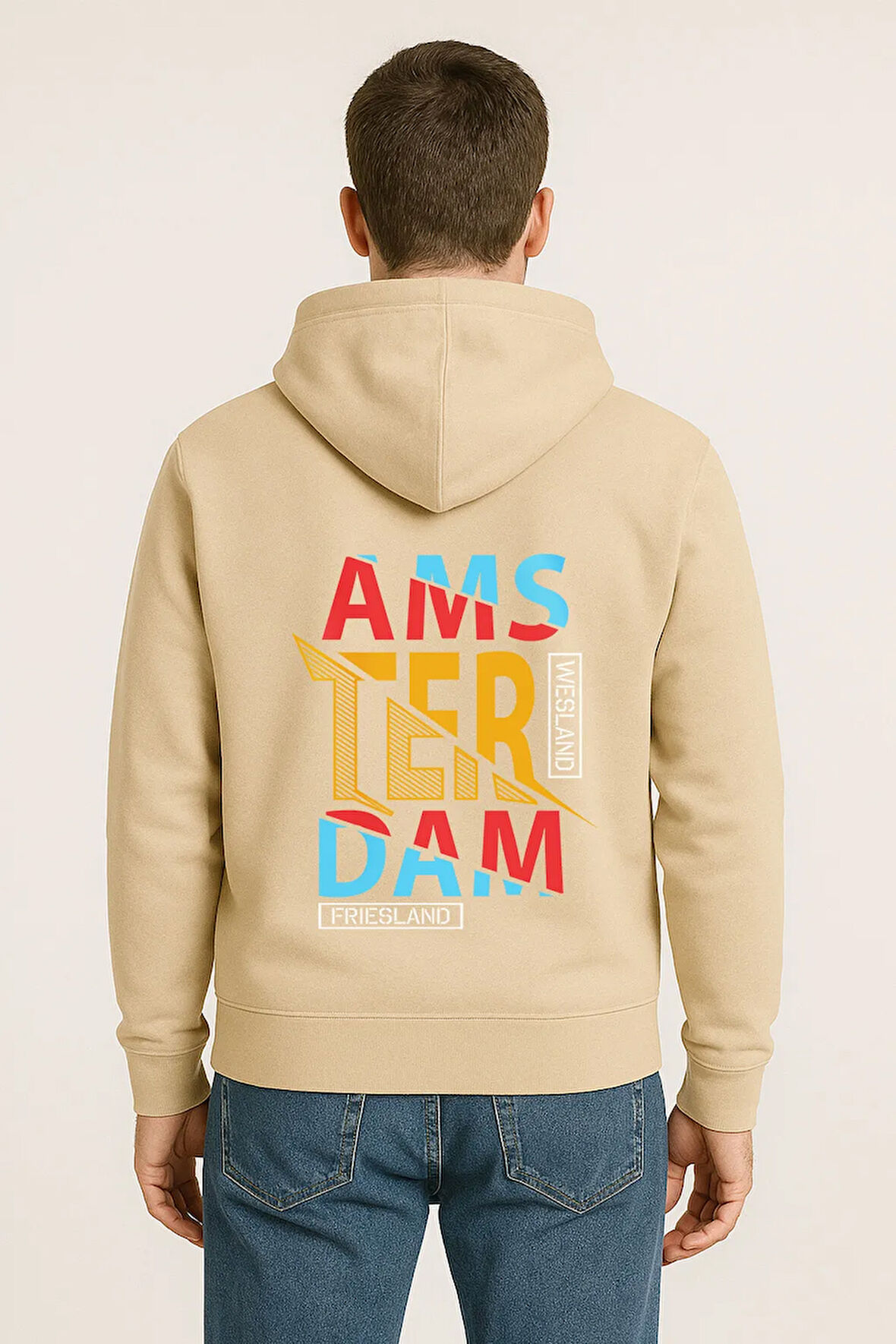 Amsterdam Renkli Baskılı Oversize Hoodie – Unisex Sokak Modası Kapüşonlu Sweatshirt
