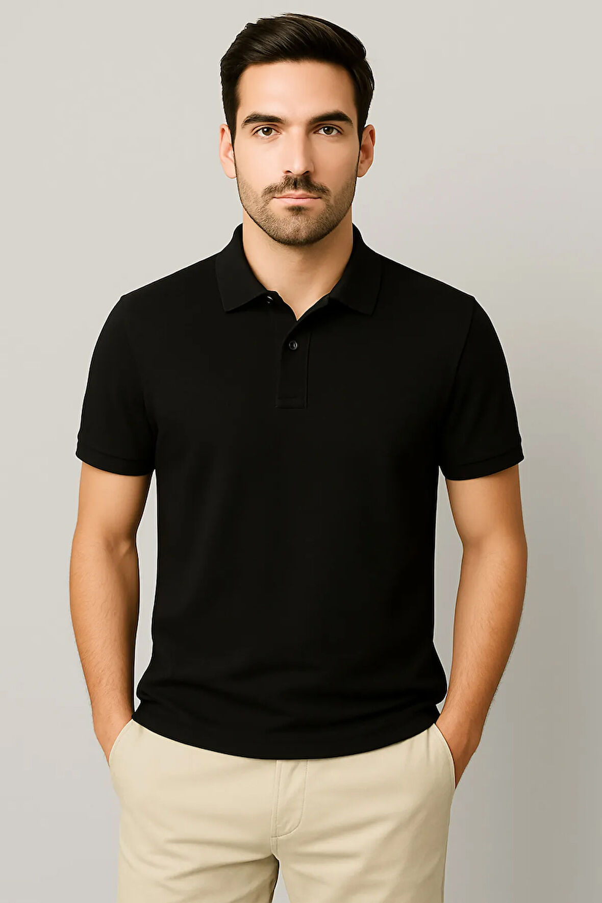 Regular Fit %100 Pamuk Polo Yaka Yarım Kollu Basic T-Shirt
