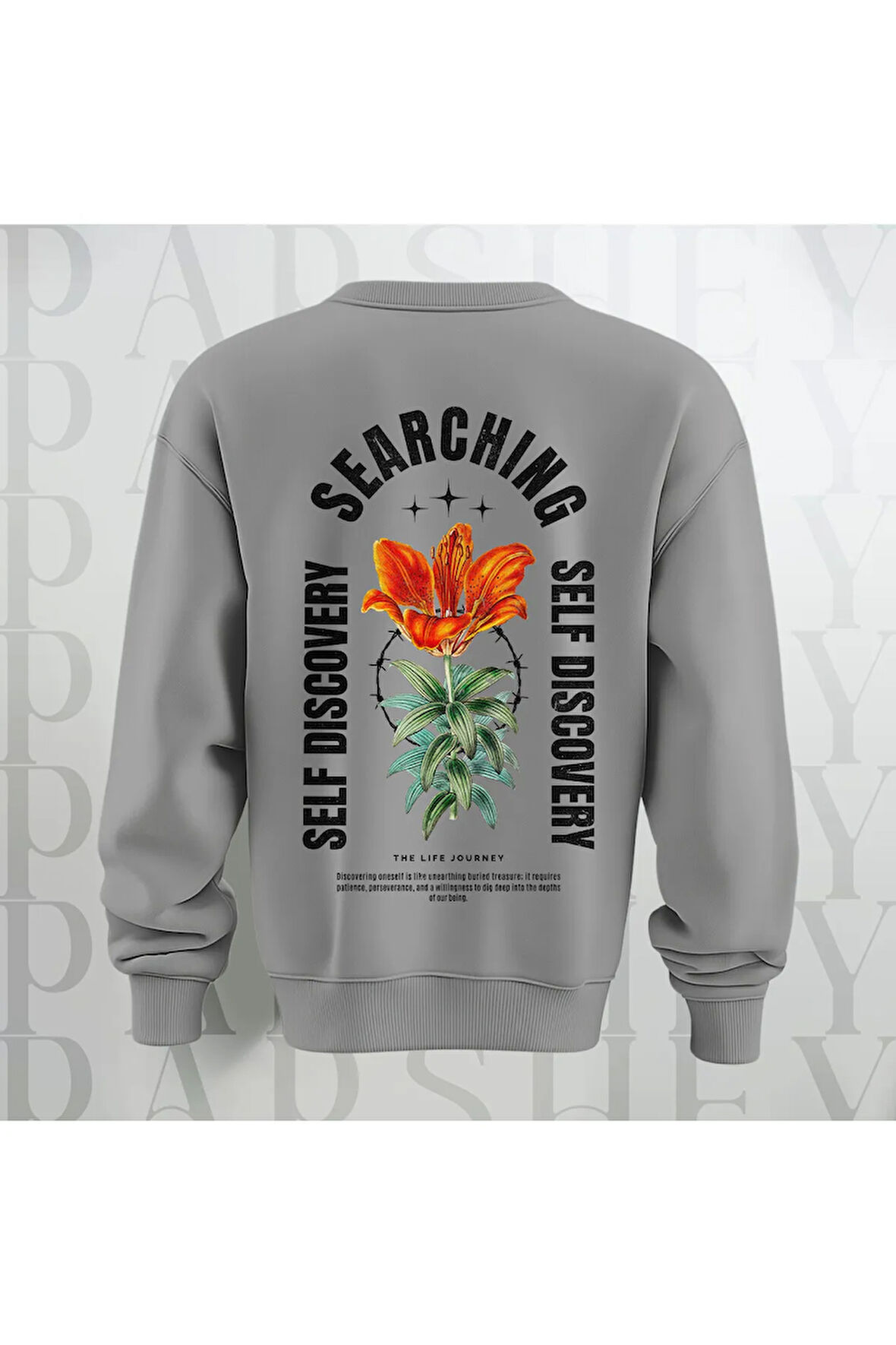 Self Discovery Çiçek Baskılı Kalın Kumaş 3 İplik Şardonlu Oversize Unisex Bisiklet Yaka Sweatshirt