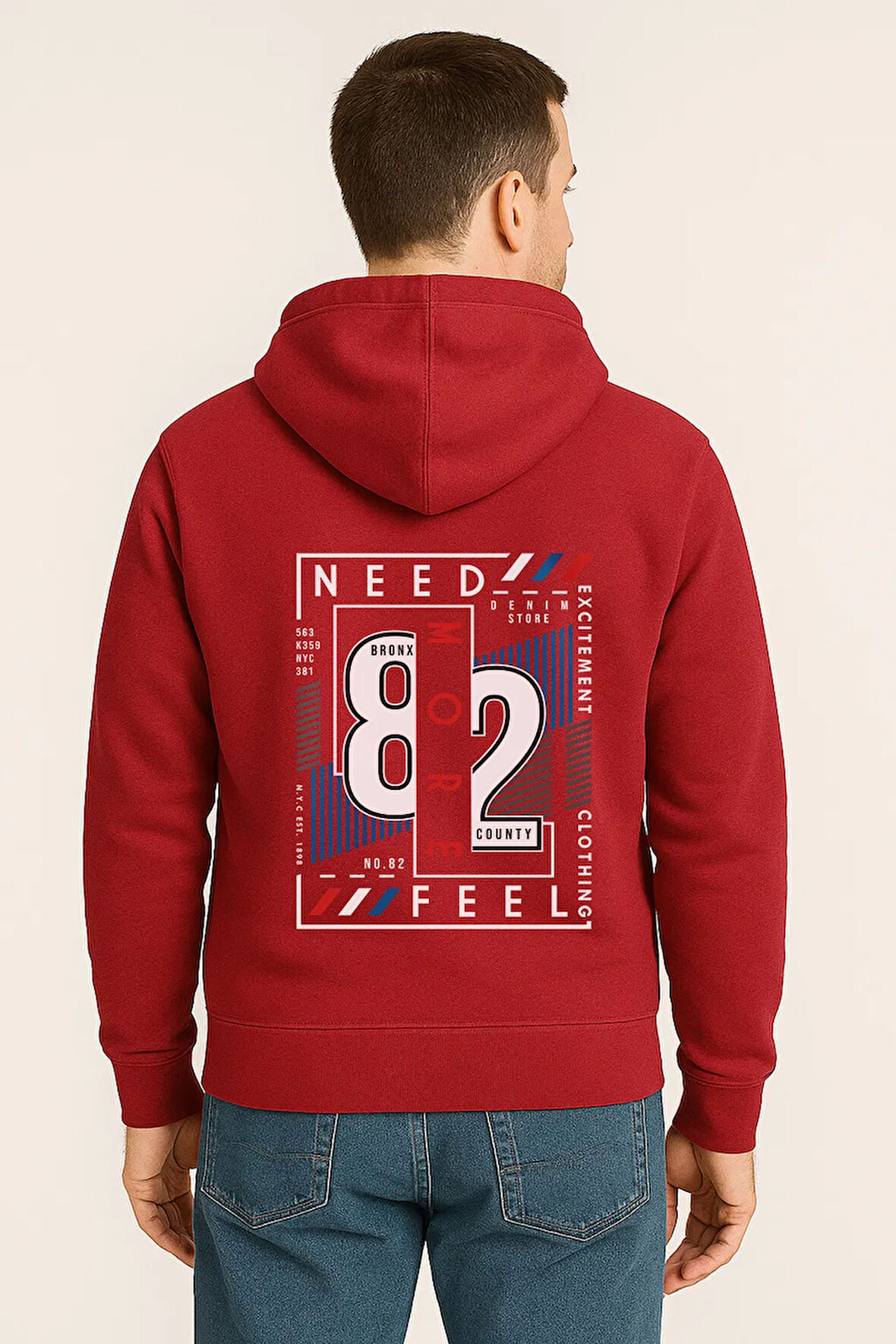 Need More Feel 82 Bronx Baskılı Oversize Hoodie – Unisex Kapüşonlu Sweatshirt