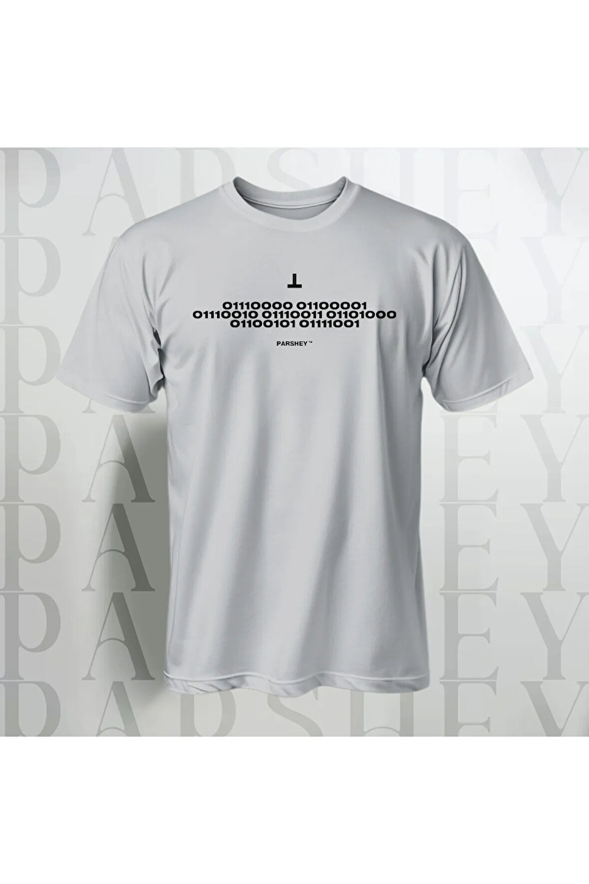 Erkek - Kadın %100 Pamuk Binary Dilinde Yazılı Yarım Kollu Bisiklet Yaka Tişört