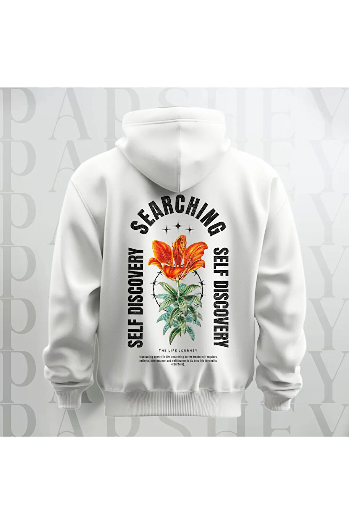 Self Discovery Baskılı Kapüşonlu Oversize Sweatshirt Hoodie Kalın Kumaş 3 İplik Şardonlu
