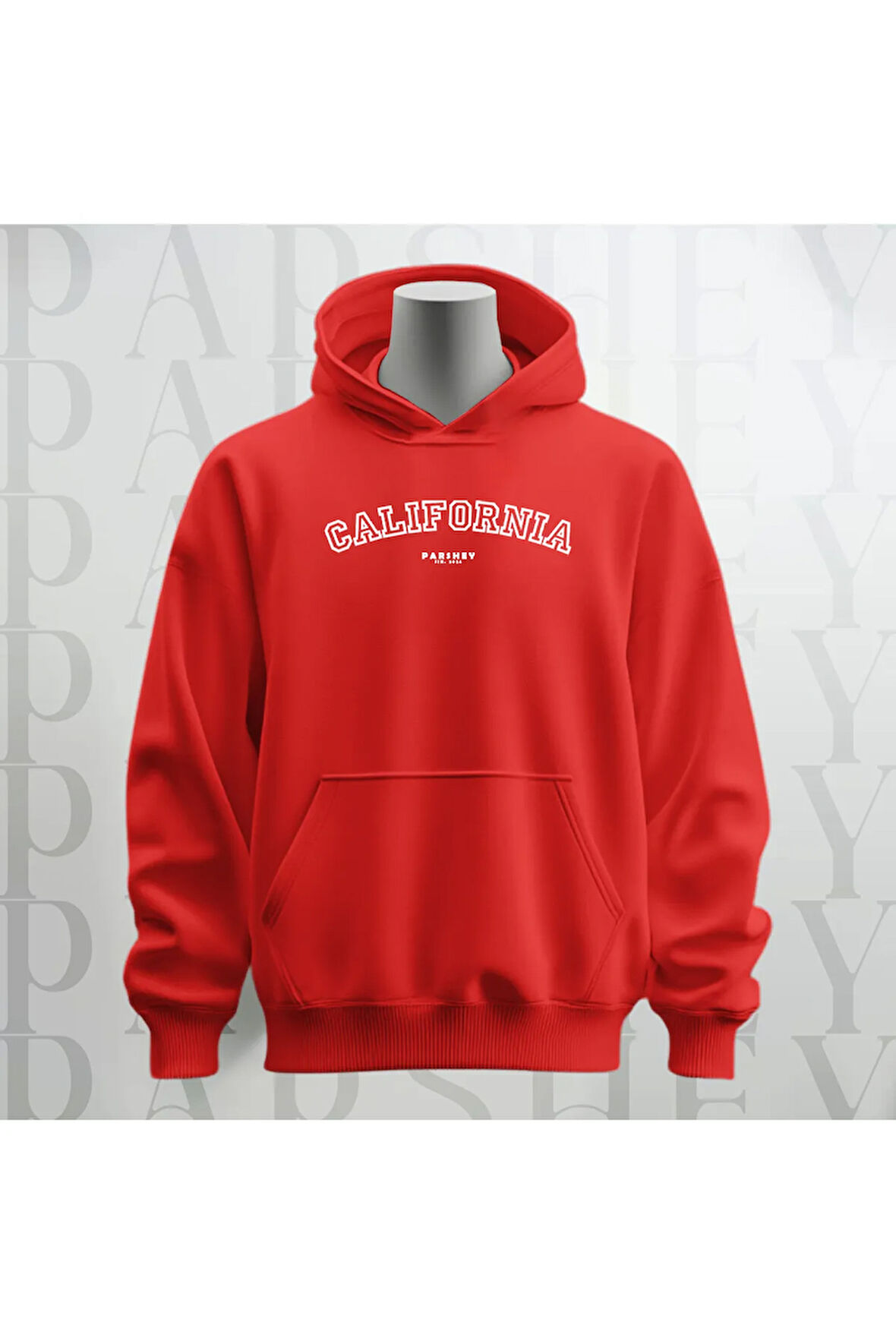California Baskılı Kapüşonlu Sweatshirt Hoodie Kalın Kumaş 3 İplik Şardonlu