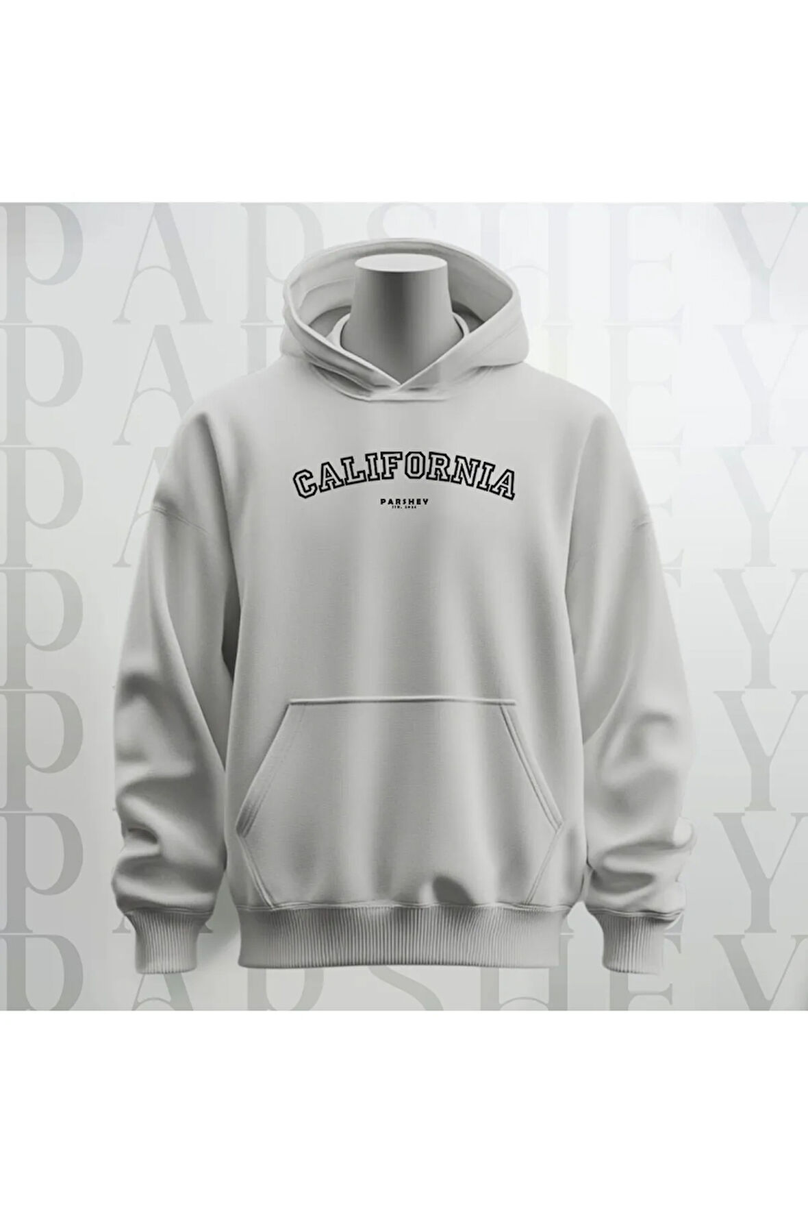 California Baskılı Kapüşonlu Sweatshirt Hoodie Kalın Kumaş 3 İplik Şardonlu