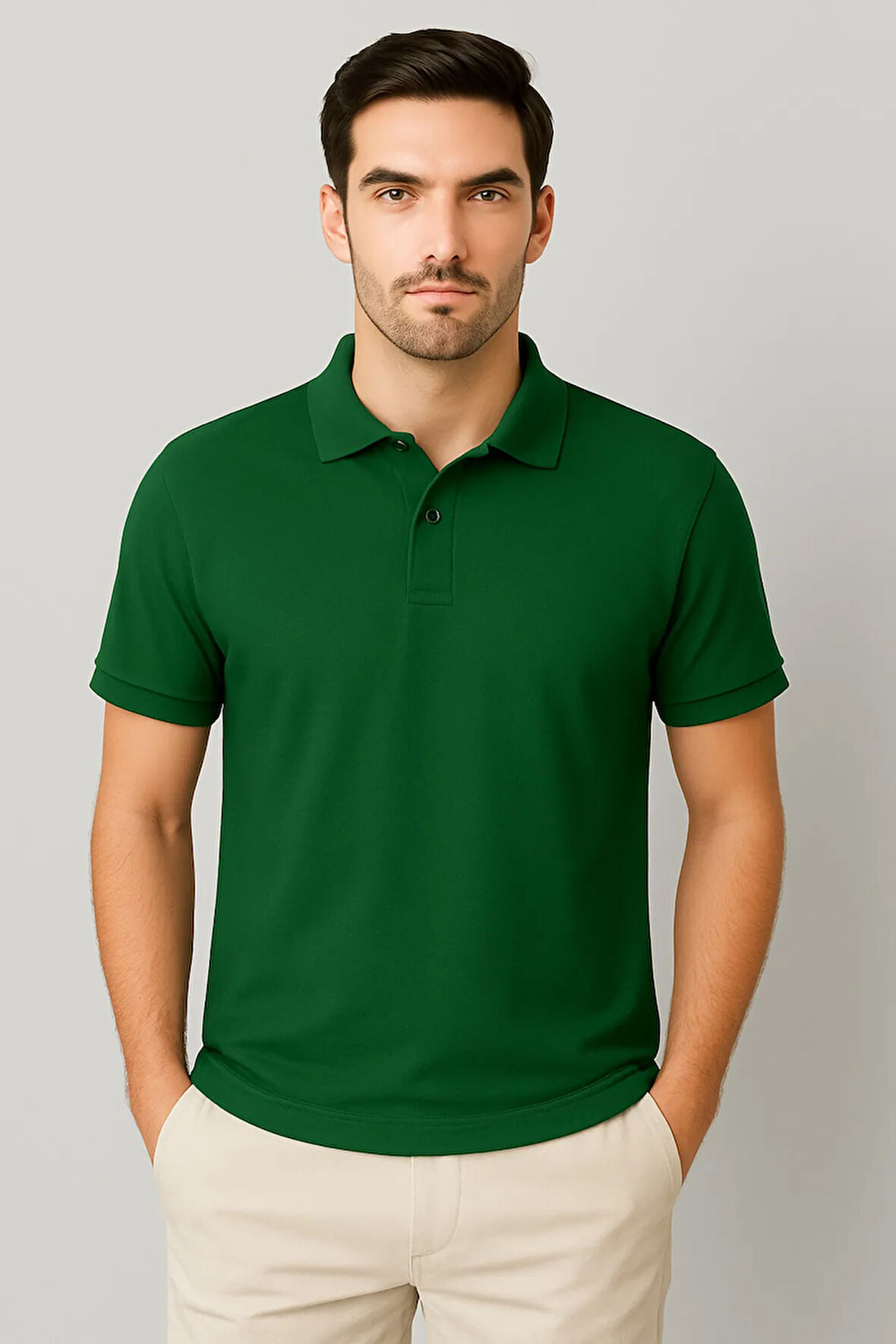 Regular Fit %100 Pamuk Polo Yaka Yarım Kollu Basic T-Shirt