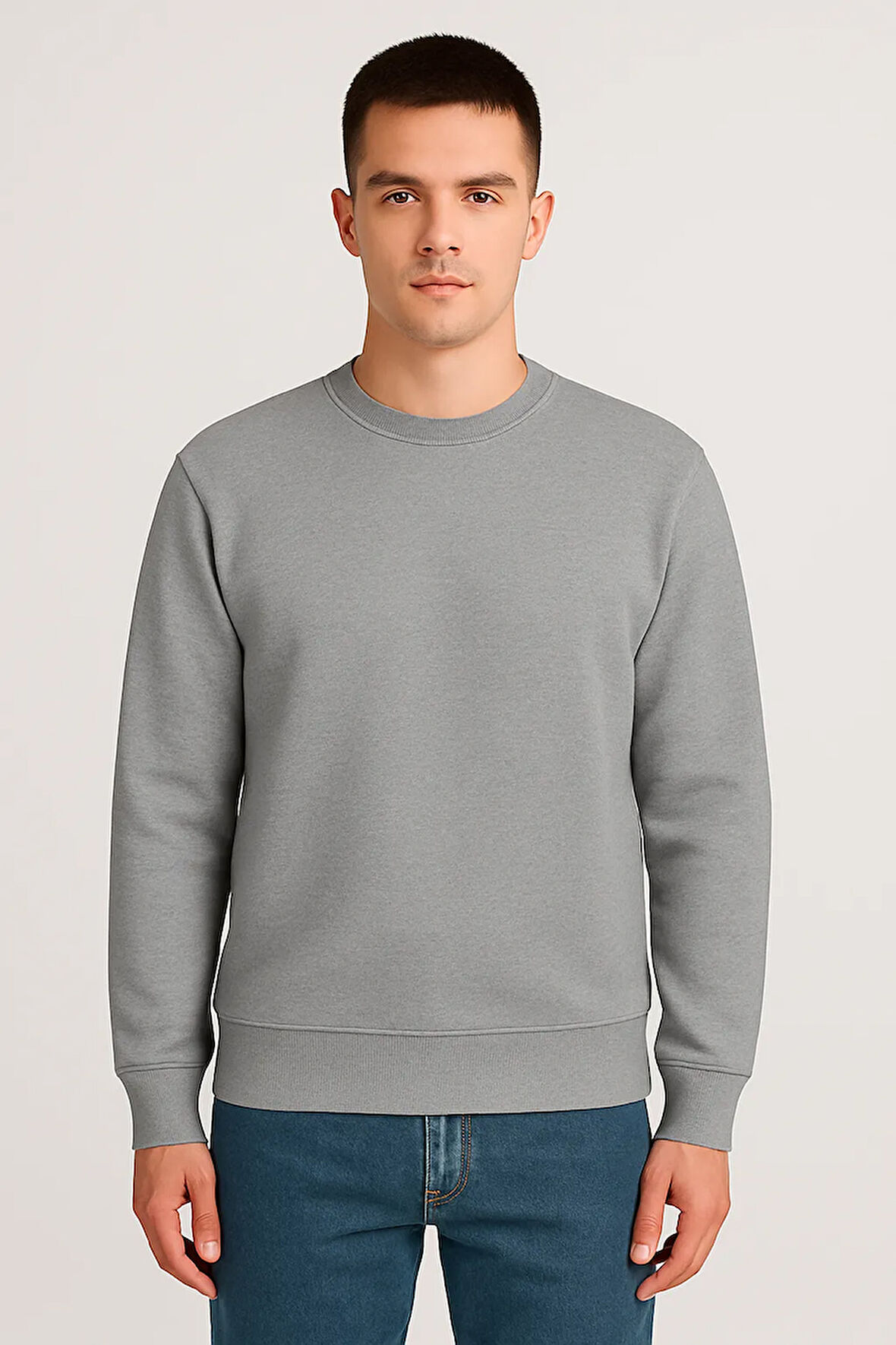 Kadın - Erkek Sweatshirt – Bisiklet Yaka Basic Uzun Kollu Rahat Fit