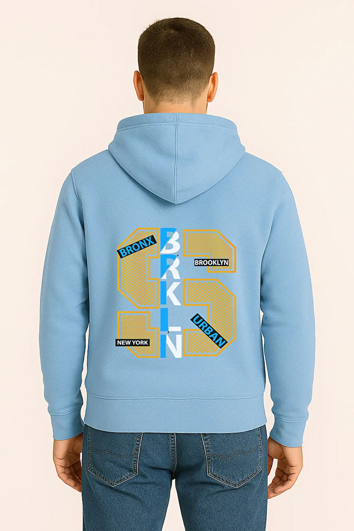 BRKLN Urban Baskılı Oversize Hoodie – Unisex Brooklyn Tasarım Kapüşonlu Sweatshirt