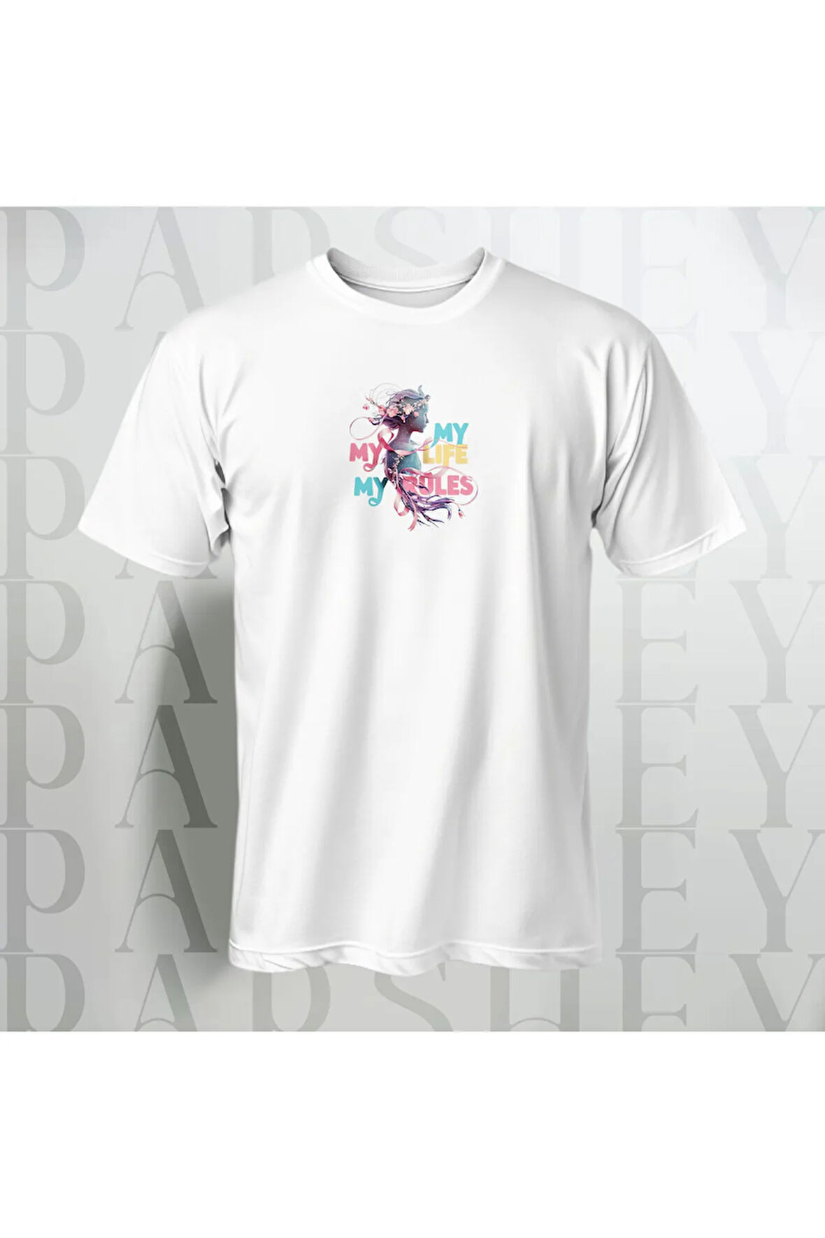 My Life My Rules Baskılı Unisex Yarım Kollu Bisiklet Yaka %100 Pamuk Oversize T-shirt