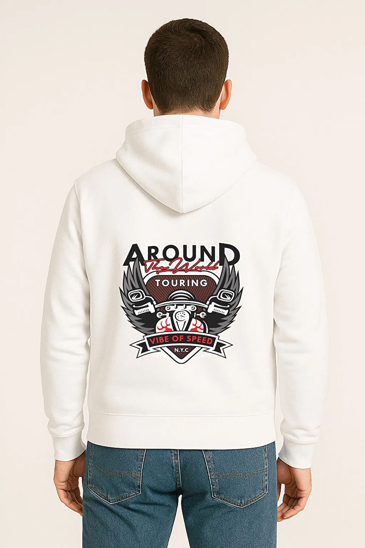 Around The World Touring Baskılı Oversize Hoodie – Vibe of Speed Unisex Kapüşonlu Sweatshirt