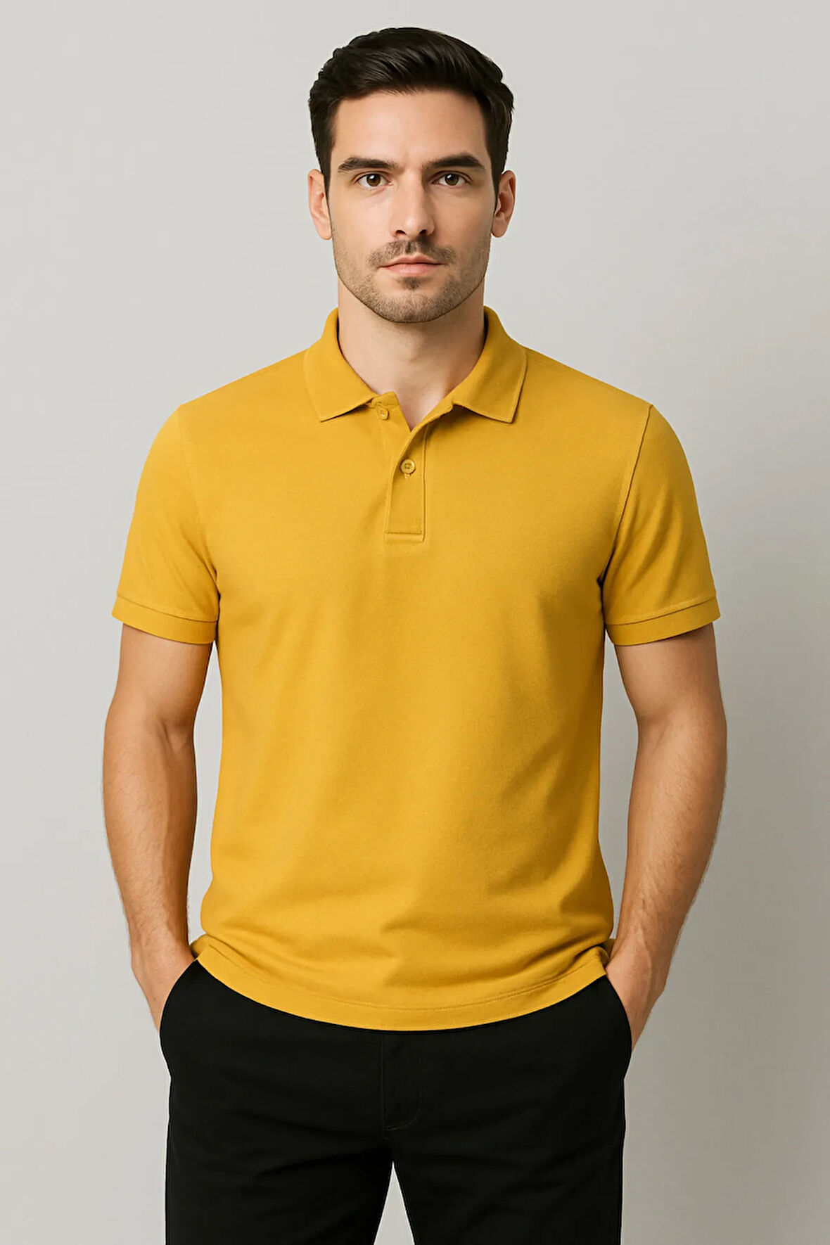 Regular Fit %100 Pamuk Polo Yaka Yarım Kollu Basic T-Shirt