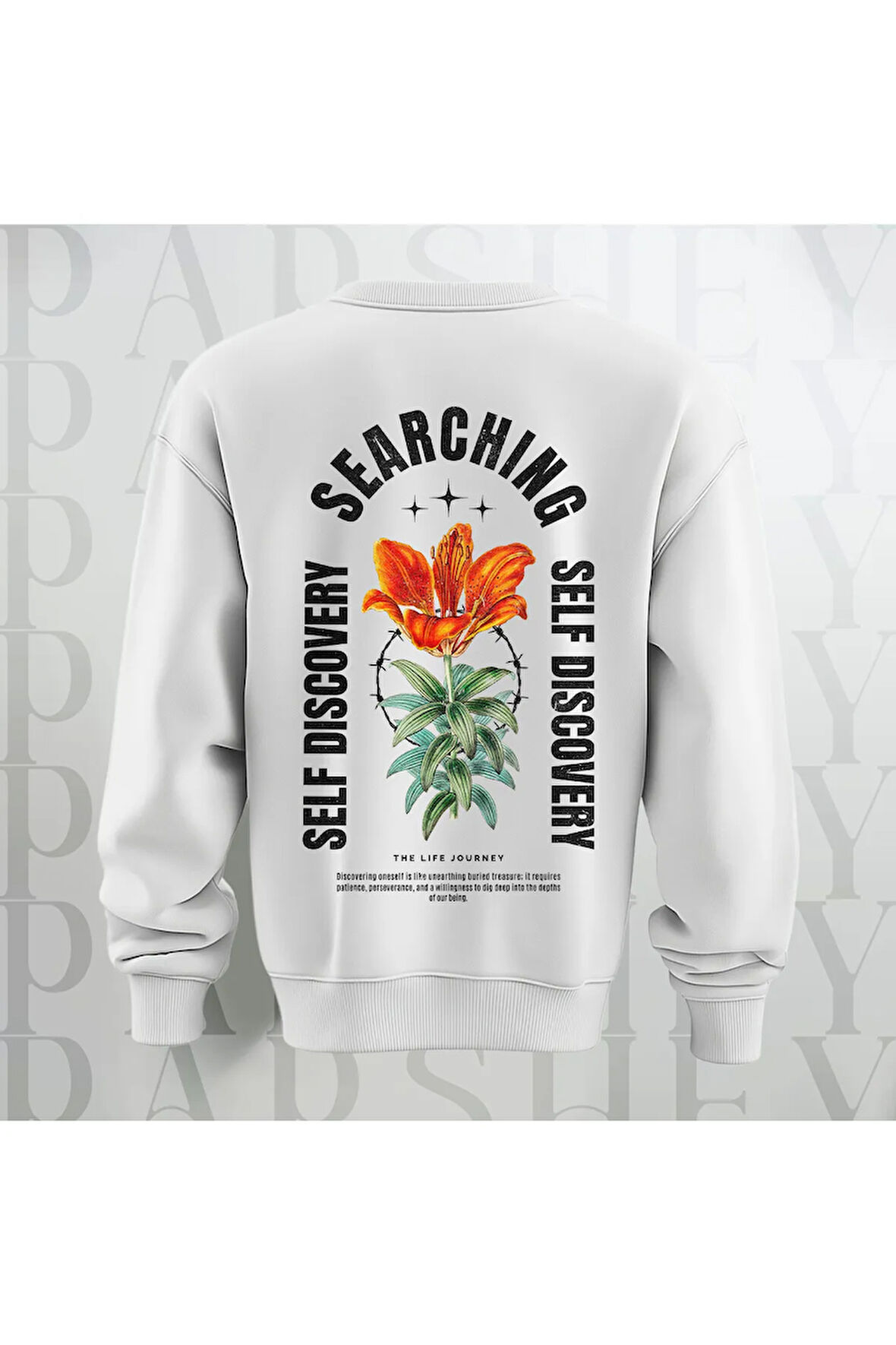 Self Discovery Çiçek Baskılı Kalın Kumaş 3 İplik Şardonlu Oversize Unisex Bisiklet Yaka Sweatshirt