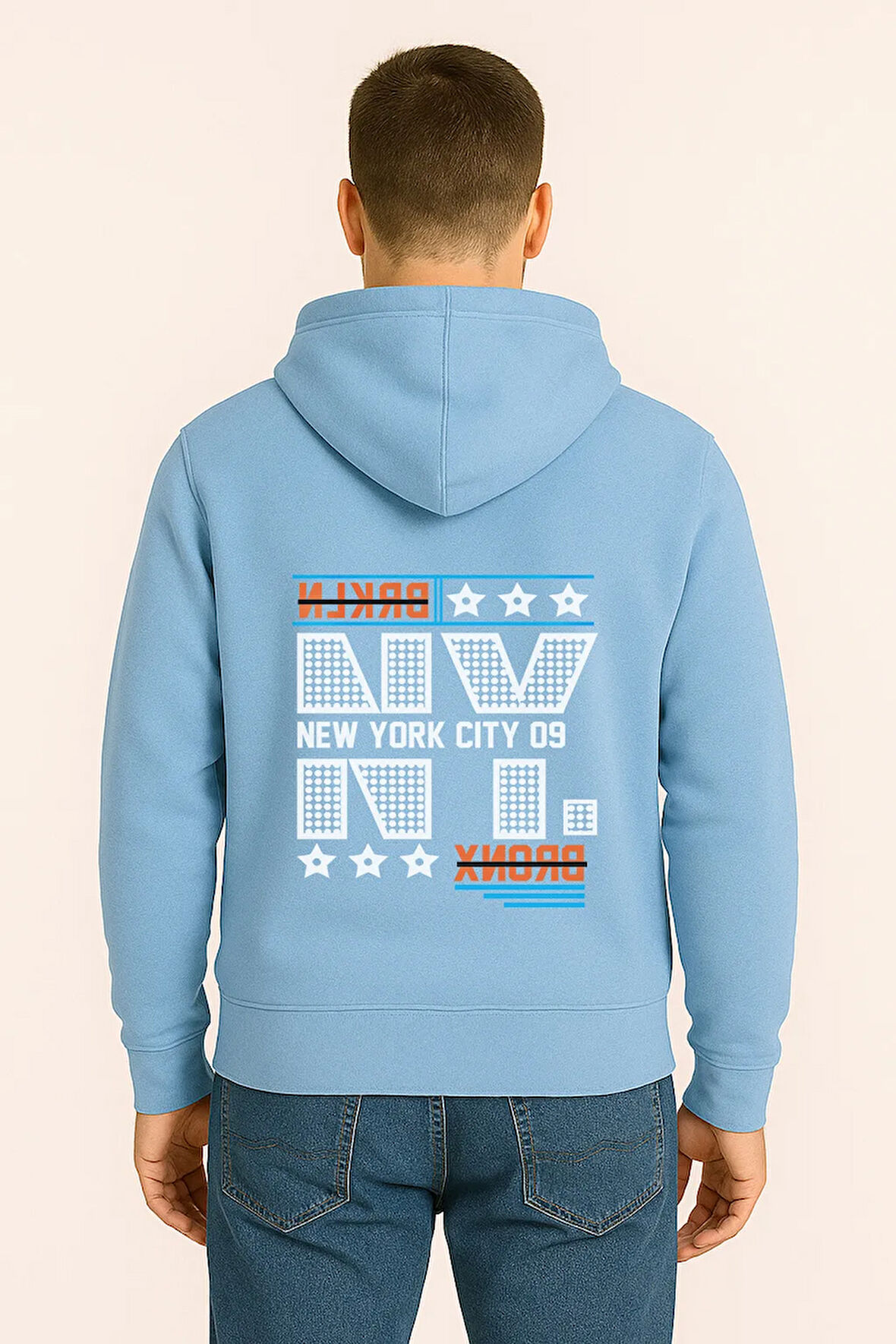 NYC Bronx Baskılı Oversize Hoodie – Unisex Kapüşonlu Sweatshirt