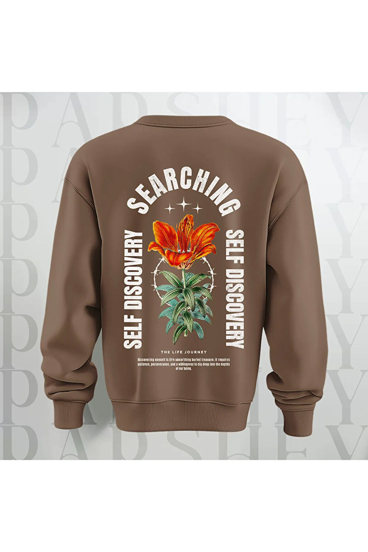 Self Discovery Çiçek Baskılı Kalın Kumaş 3 İplik Şardonlu Oversize Unisex Bisiklet Yaka Sweatshirt