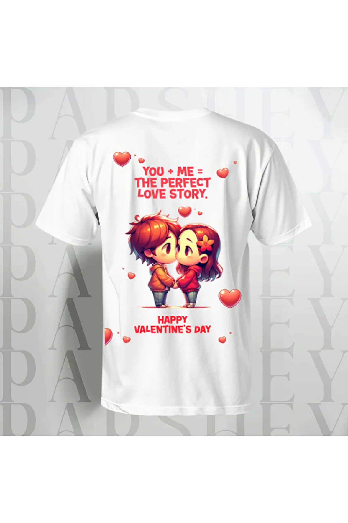 The Perfect Love Story Sırt Baskılı Unisex Bisiklet Yaka %100 Pamuk Oversize T-Shirt
