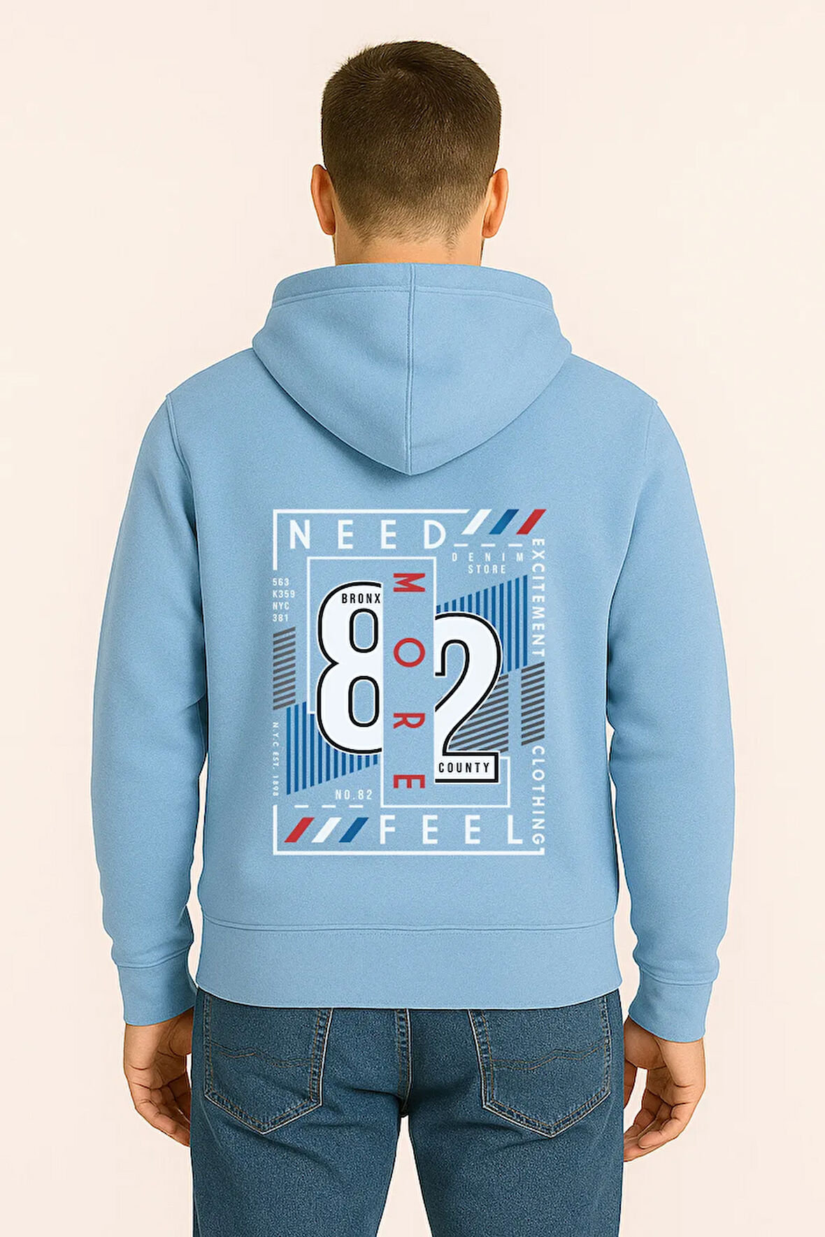 Need More Feel 82 Bronx Baskılı Oversize Hoodie – Unisex Kapüşonlu Sweatshirt