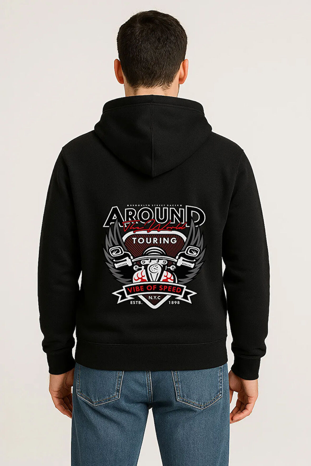 Around The World Touring Baskılı Oversize Hoodie – Vibe of Speed Unisex Kapüşonlu Sweatshirt