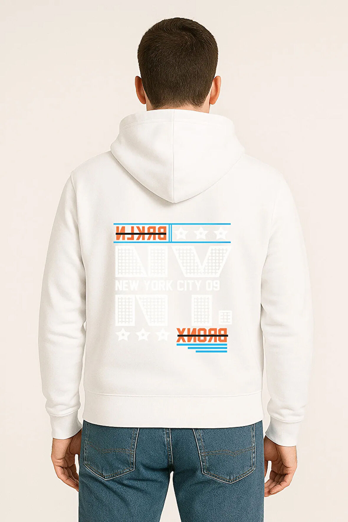 NYC Bronx Baskılı Oversize Hoodie – Unisex Kapüşonlu Sweatshirt