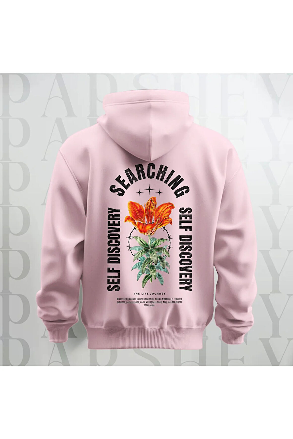Self Discovery Baskılı Kapüşonlu Oversize Sweatshirt Hoodie Kalın Kumaş 3 İplik Şardonlu
