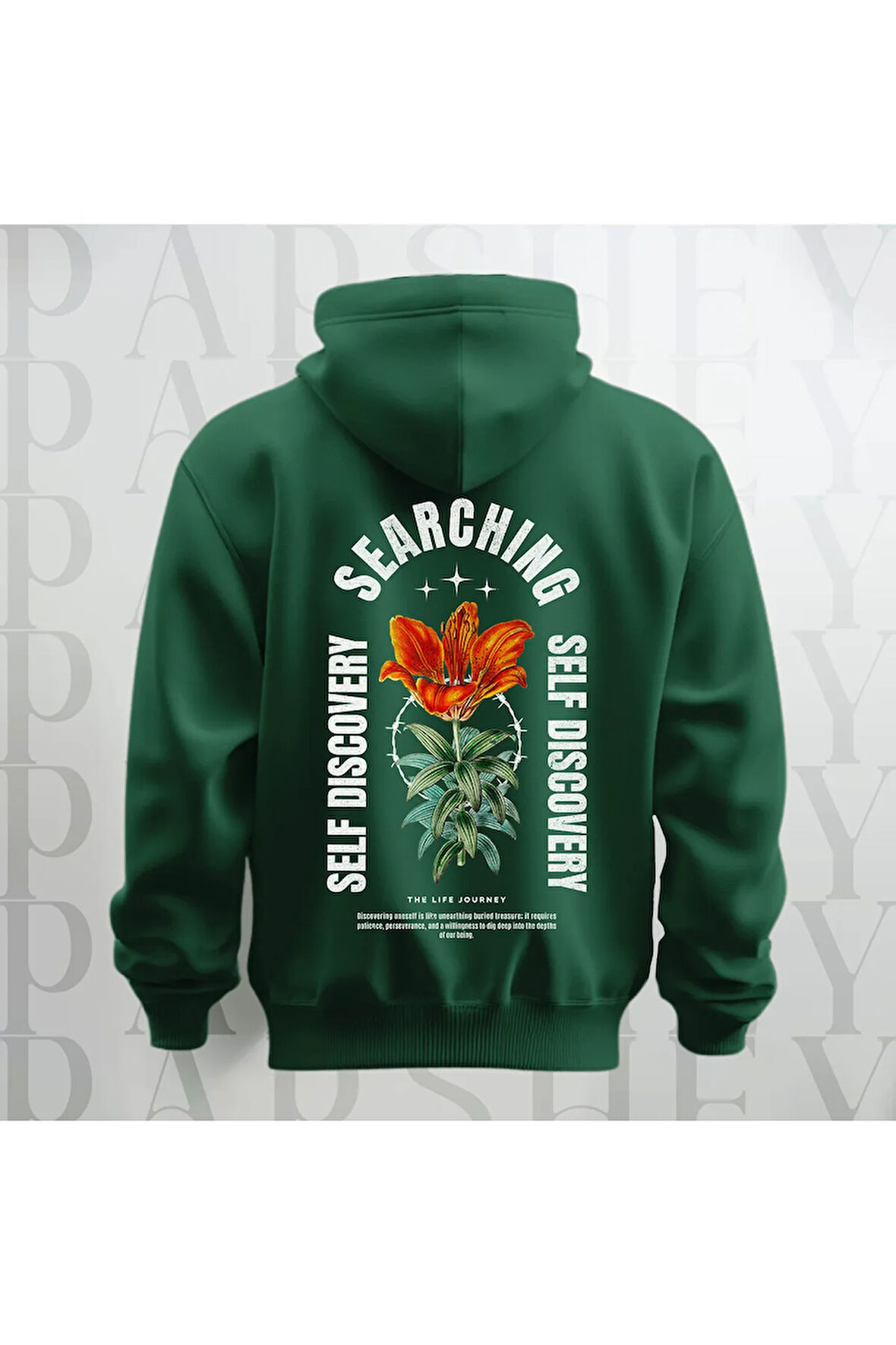 Self Discovery Baskılı Kapüşonlu Oversize Sweatshirt Hoodie Kalın Kumaş 3 İplik Şardonlu