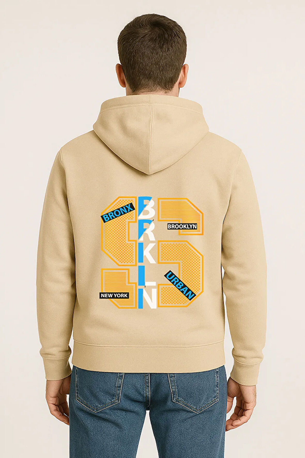 BRKLN Urban Baskılı Oversize Hoodie – Unisex Brooklyn Tasarım Kapüşonlu Sweatshirt