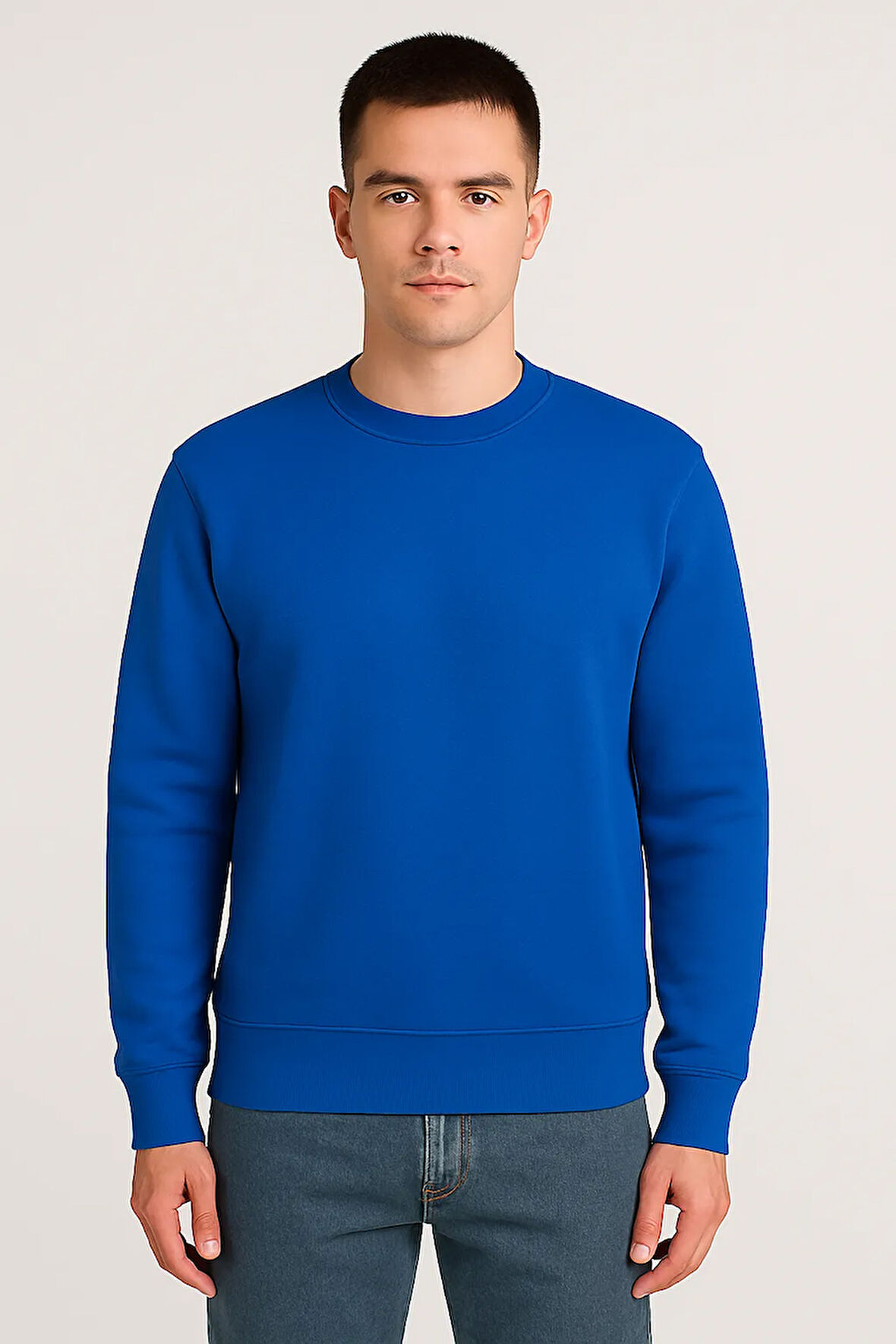 Kadın - Erkek Sweatshirt – Bisiklet Yaka Basic Uzun Kollu Rahat Fit