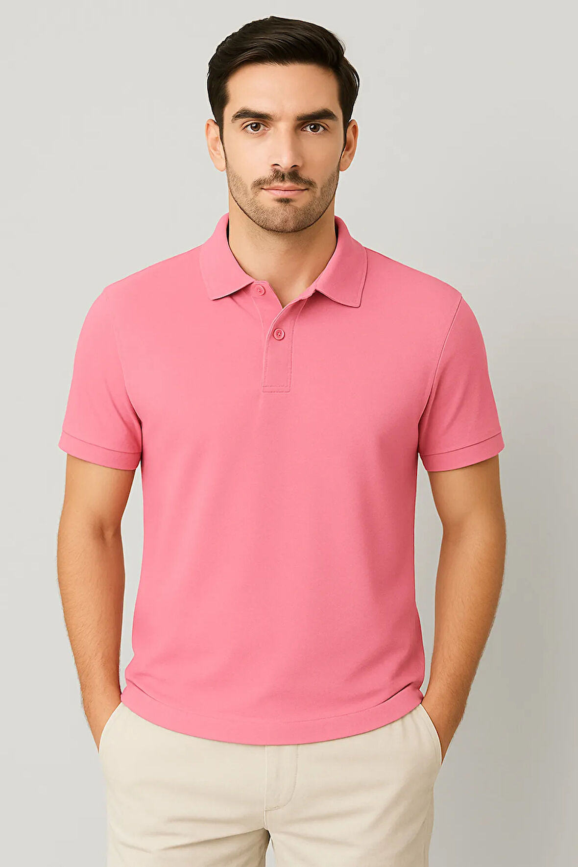 Regular Fit %100 Pamuk Polo Yaka Yarım Kollu Basic T-Shirt