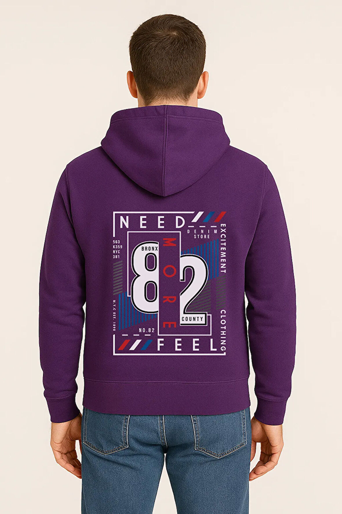 Need More Feel 82 Bronx Baskılı Oversize Hoodie – Unisex Kapüşonlu Sweatshirt
